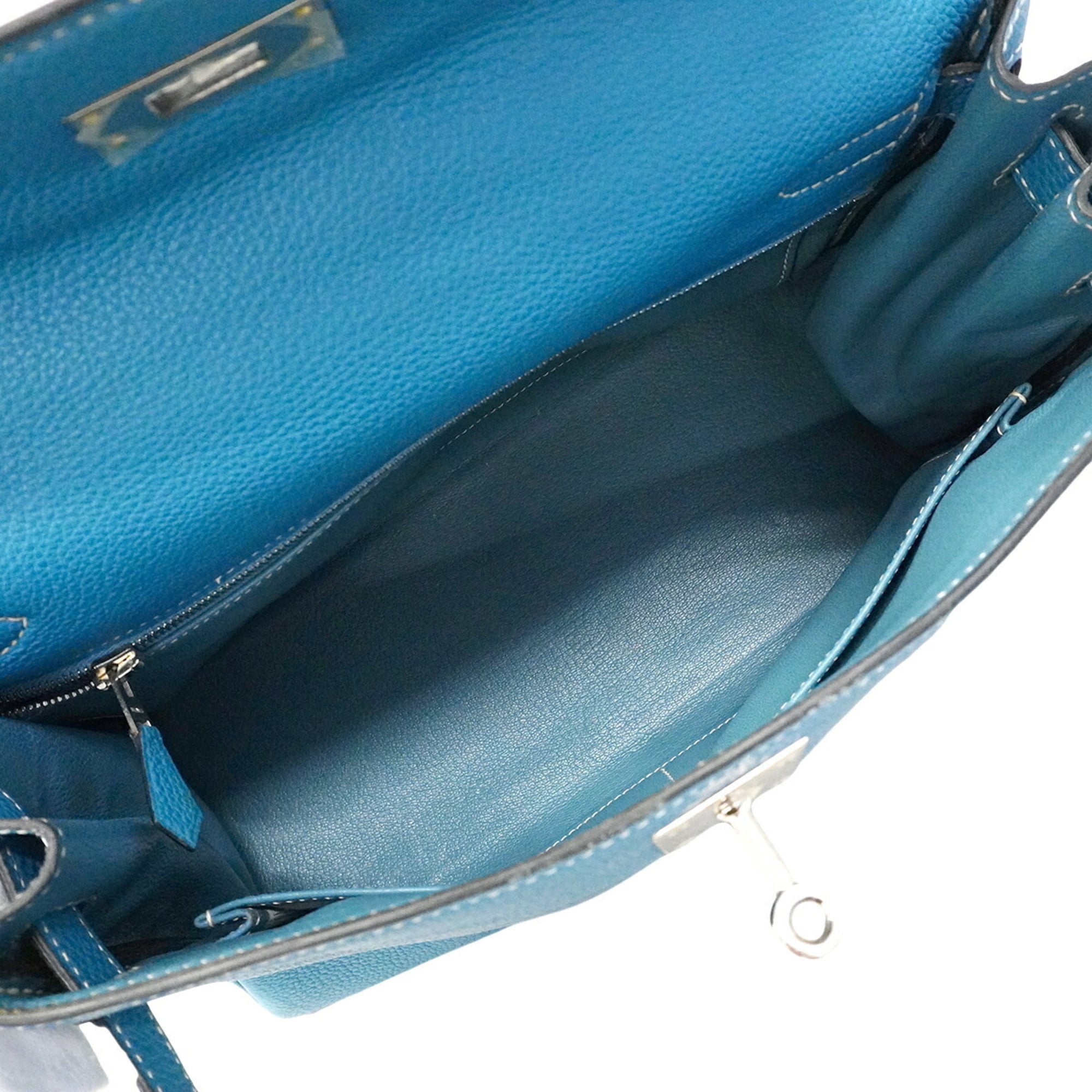 Hermes Blue Jean Togo Leather Handbag (Pre-Owned)