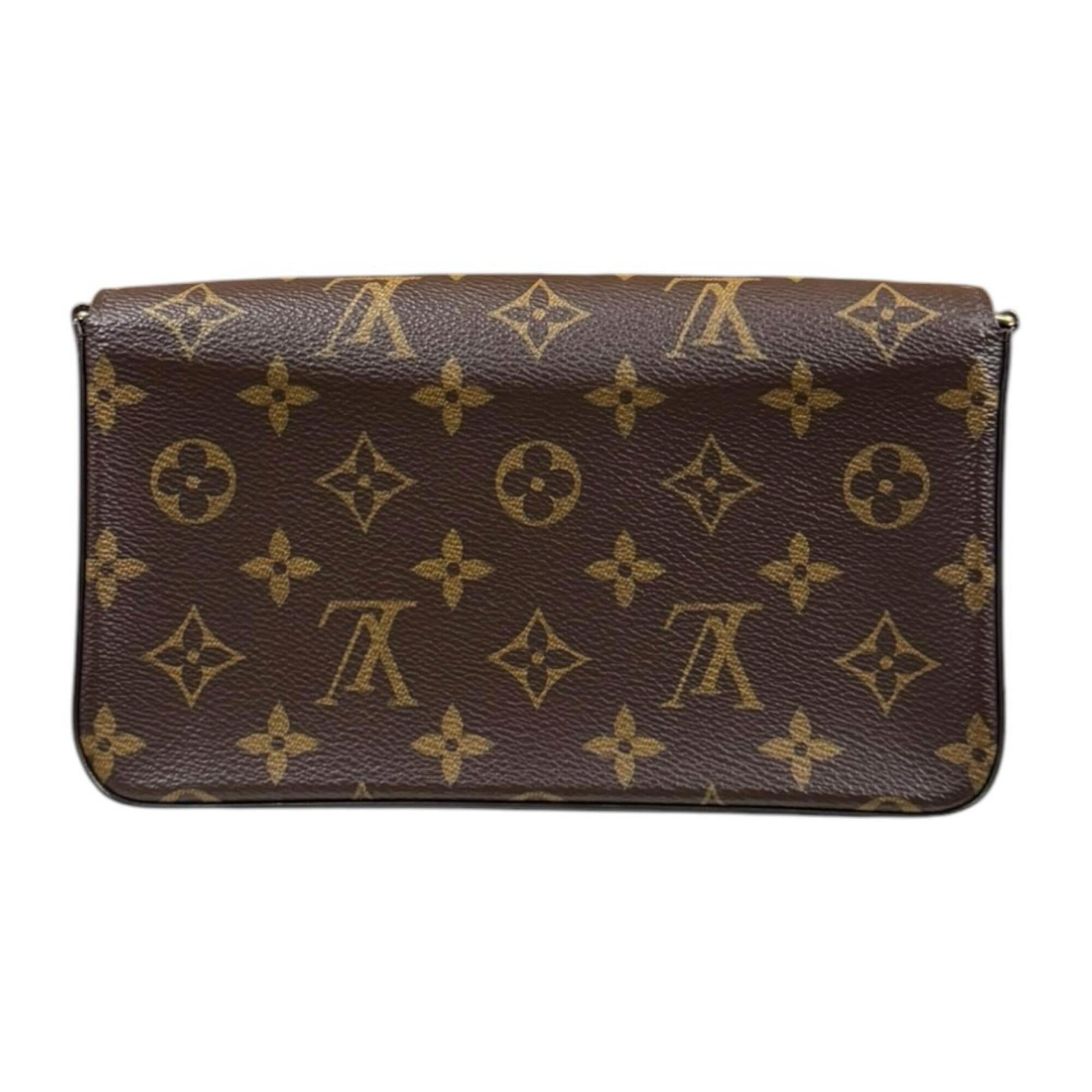 Louis Vuitton Brown Fuchsia Monogram Canvas Pochette Pouch Shoulder Bag (Pre-Owned)