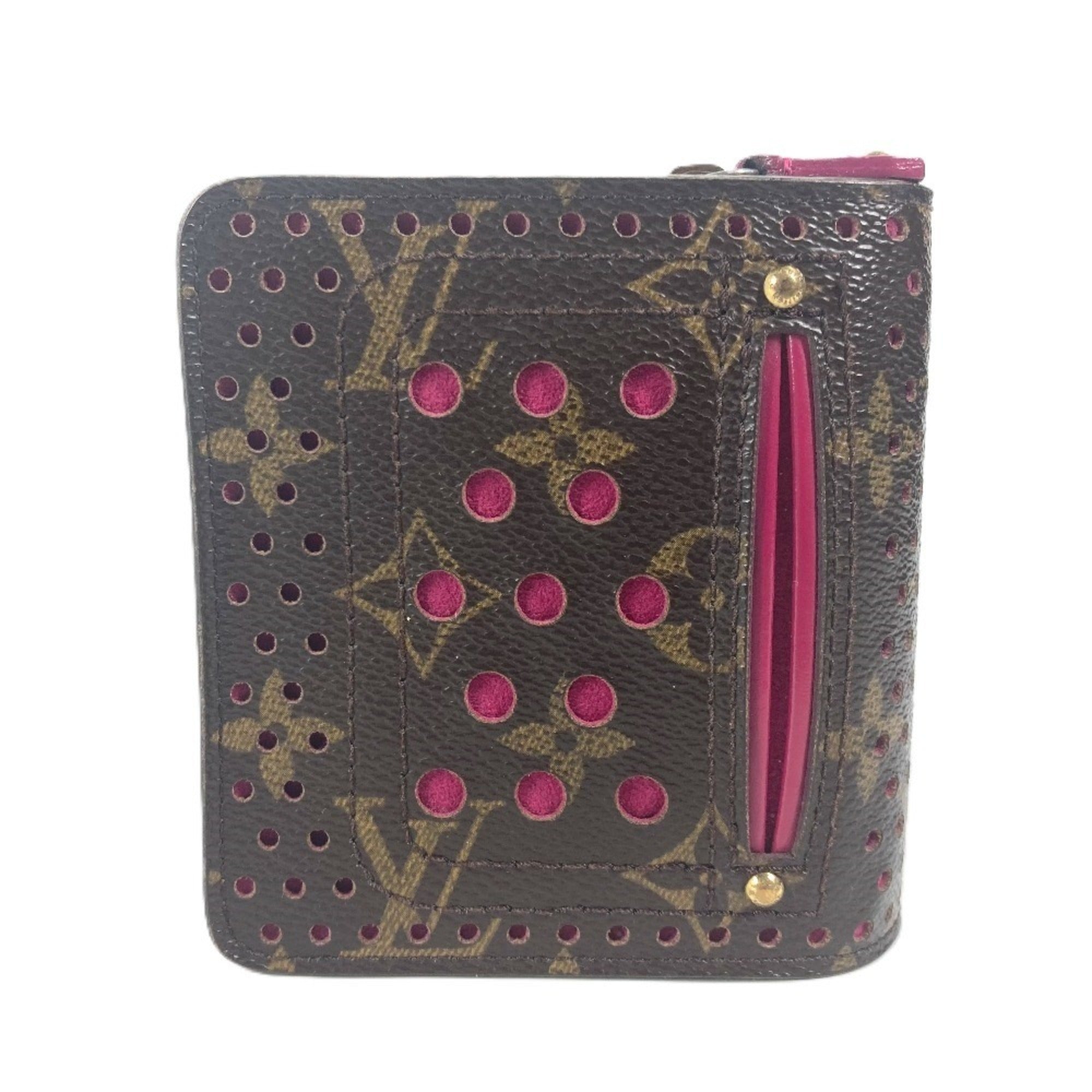 Louis Vuitton Brown Fuchsia Pink Monogram Wallet (Bi-Fold) (Pre-Owned)