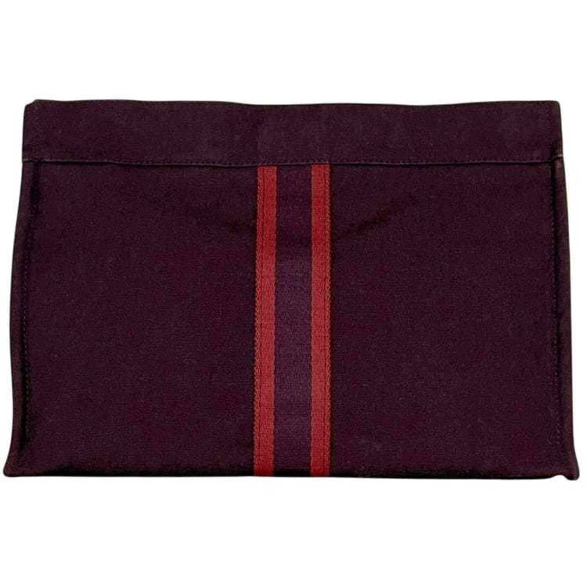 Hermes Bordeaux Cotton Clutch Bag (Pre-Owned)
