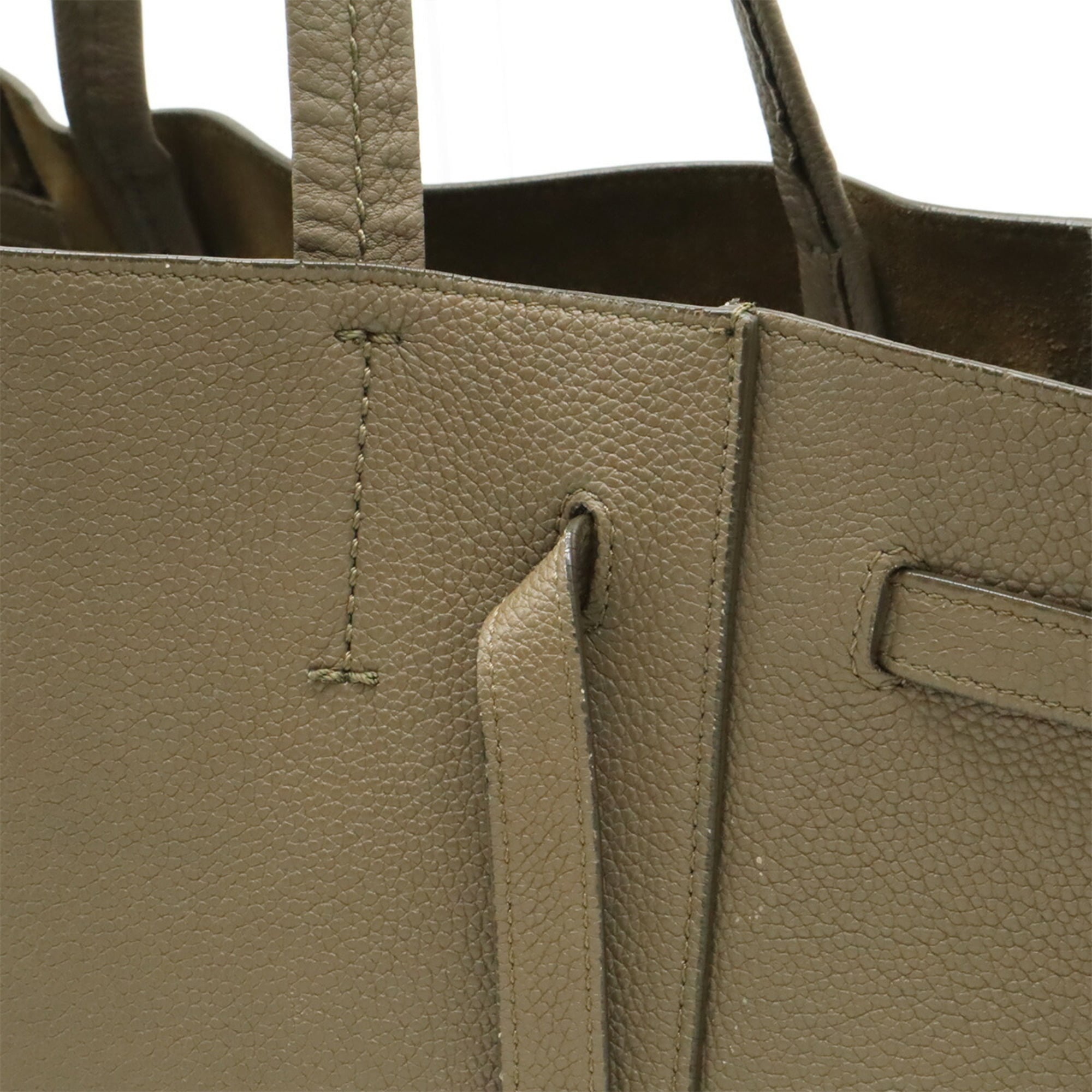 Celine Cabas Grayish Leather Shoulder Bag Tote Bag (Pre-Owned)