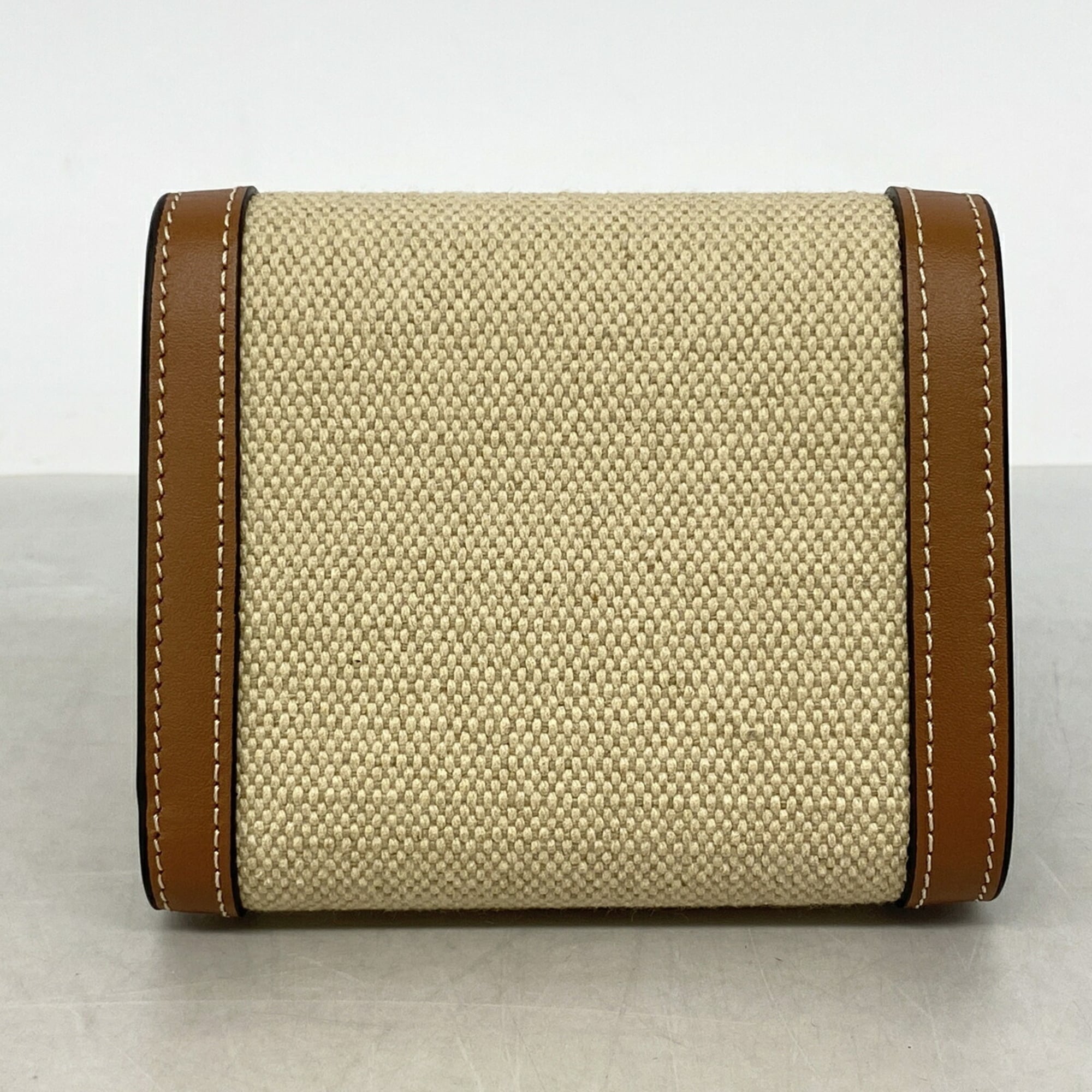 Celine Beige Brown Canvas Leather Wallet (Tri-Fold) (Pre-Owned)