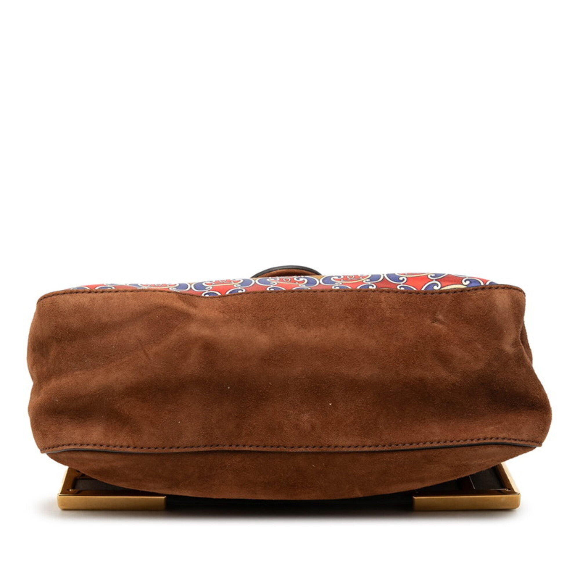 Fendi Brown Multi-Color Suede Satin Handbag Shoulder Bag (Pre-Owned)