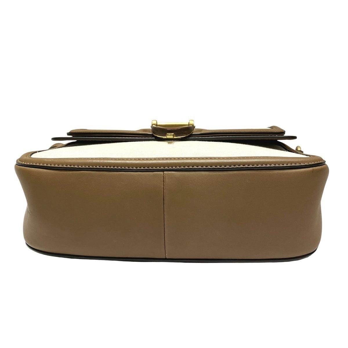 Gucci Camel Ivory Canvas Leather Shoulder Bag (Pre-Owned)