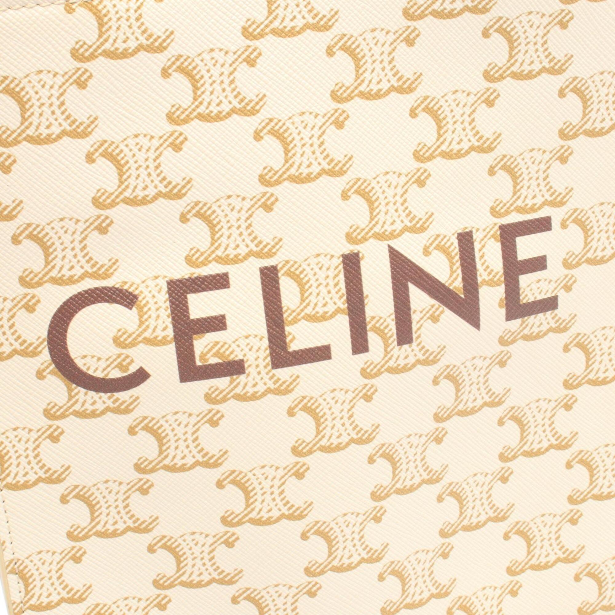Celine Brown Ivory Coated Canvas Leather Handbag (Pre-Owned)