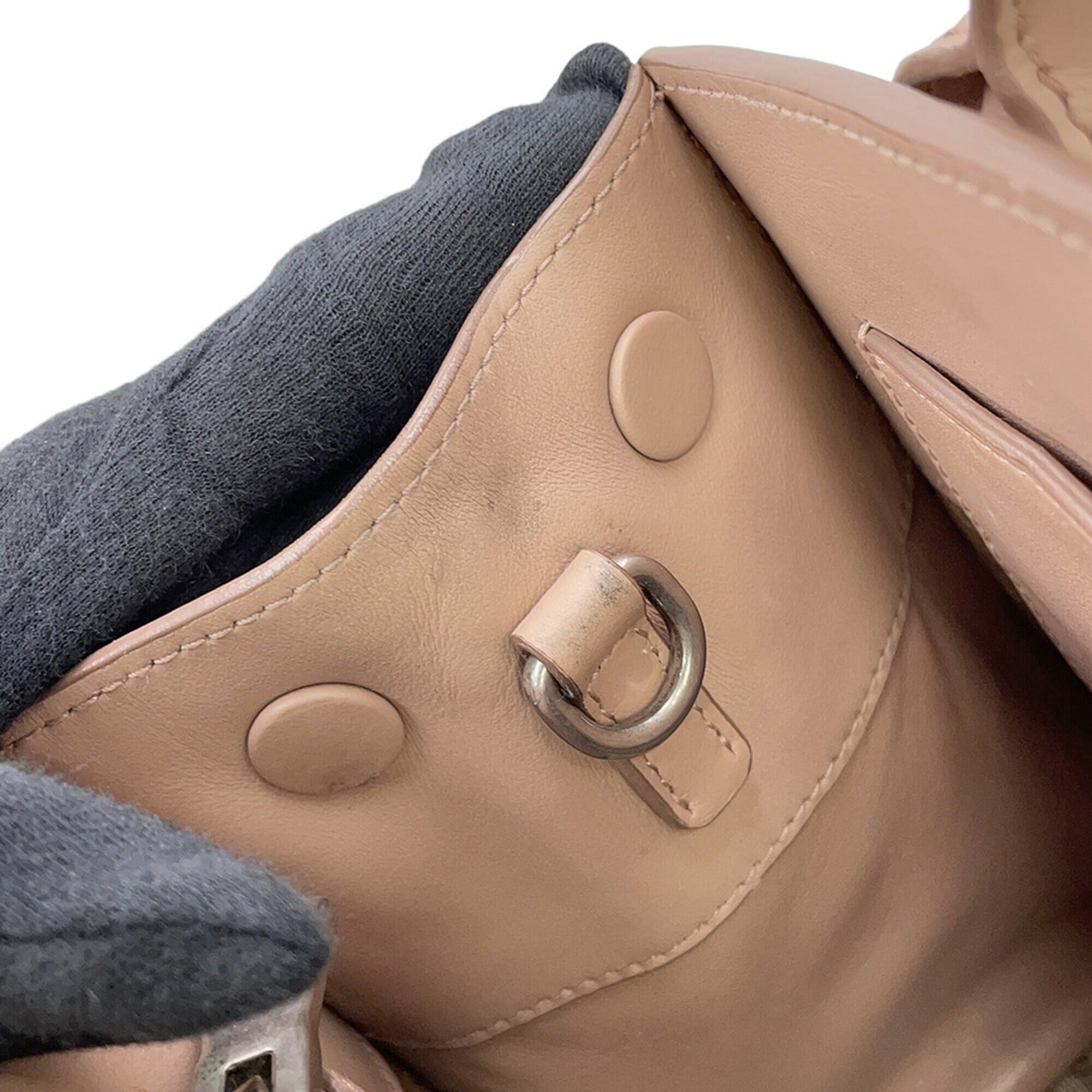 Prada Pink Beige Leather Handbag Pouch Shoulder Bag (Pre-Owned)