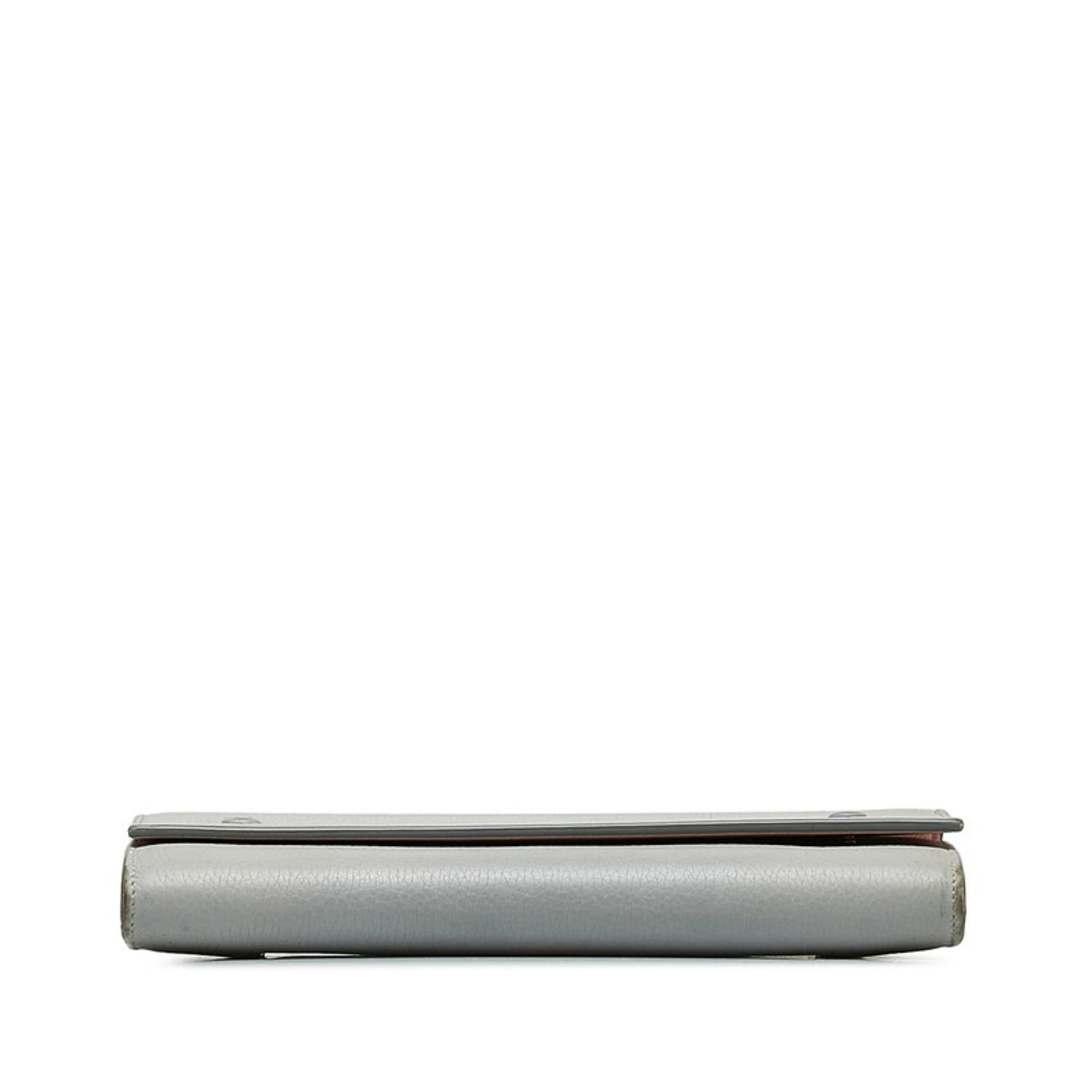 Celine Gray Leather Long Wallet (Bi-Fold) (Pre-Owned)