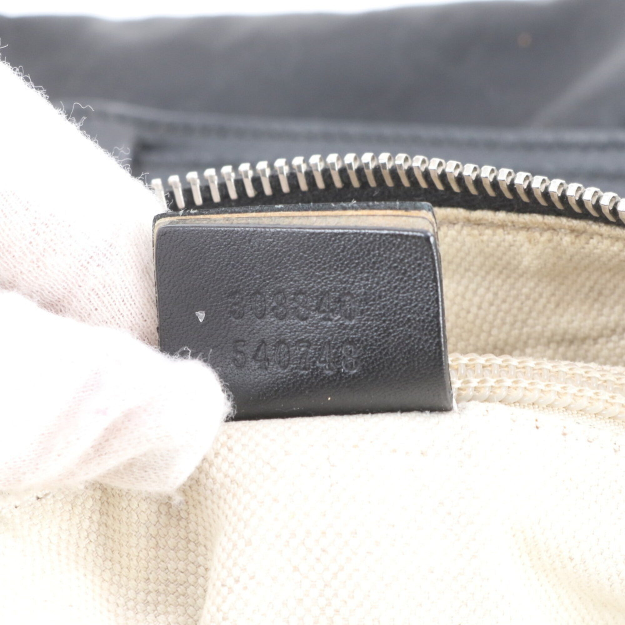 Gucci Black Leather Nylon Shoulder Bag Tote Bag (Pre-Owned)