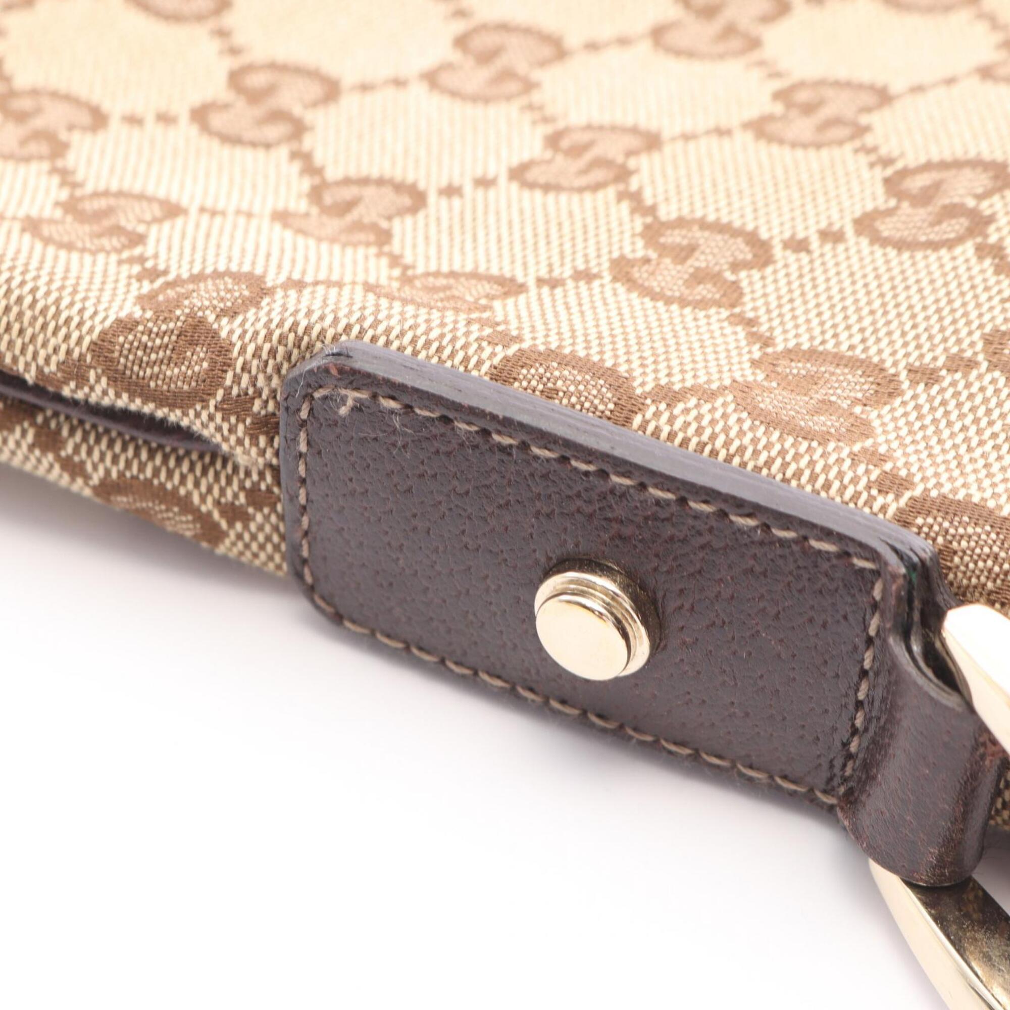 Gucci Beige Brown Canvas Leather Handbag Shoulder Bag (Pre-Owned)