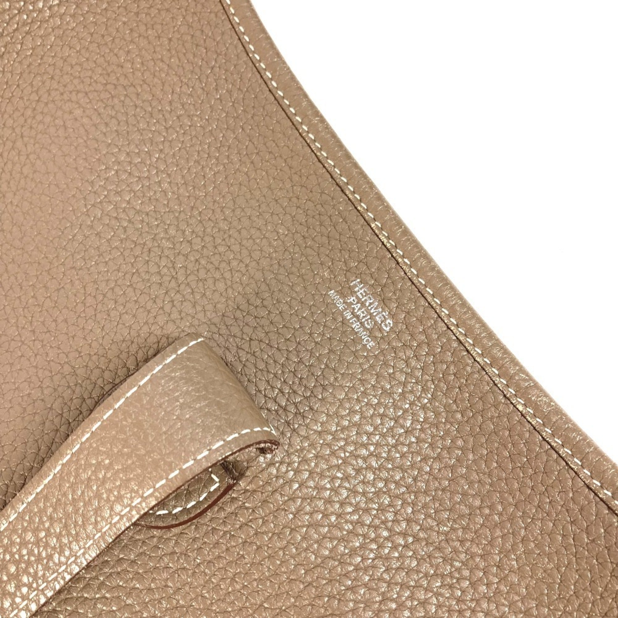 Hermes Etoupe Gray Gray Taurillon Clemence Leather Shoulder Bag (Pre-Owned)