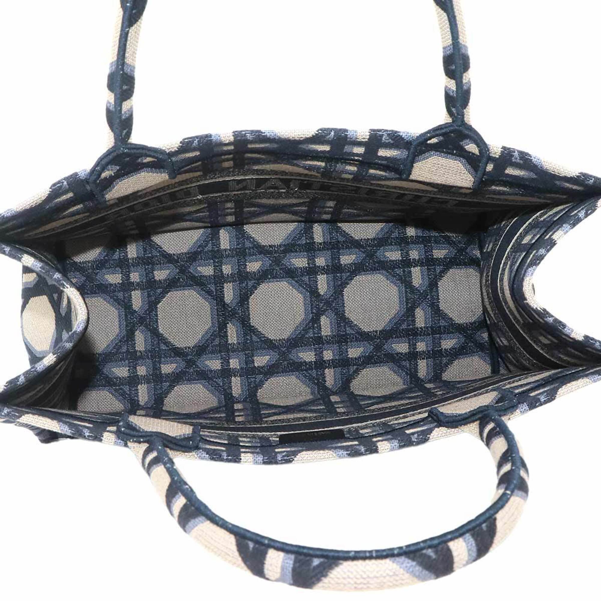 Christian Dior Beige Navy Canvas Handbag Tote Bag (Pre-Owned)