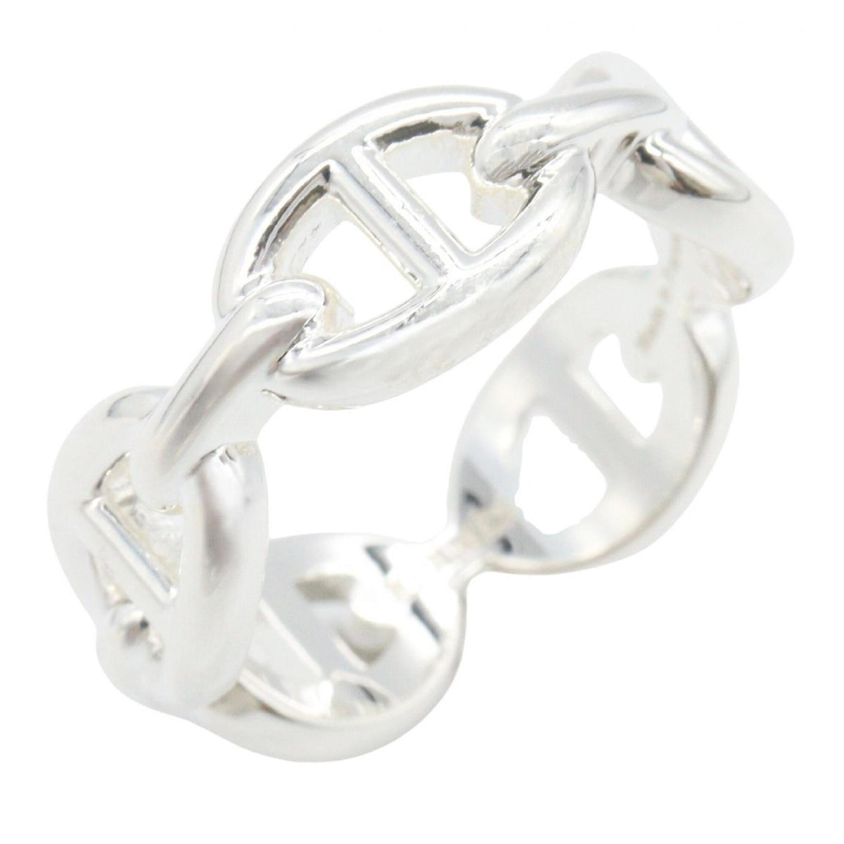 Hermes Silver Silver 925 Band Ring (Pre-Owned)
