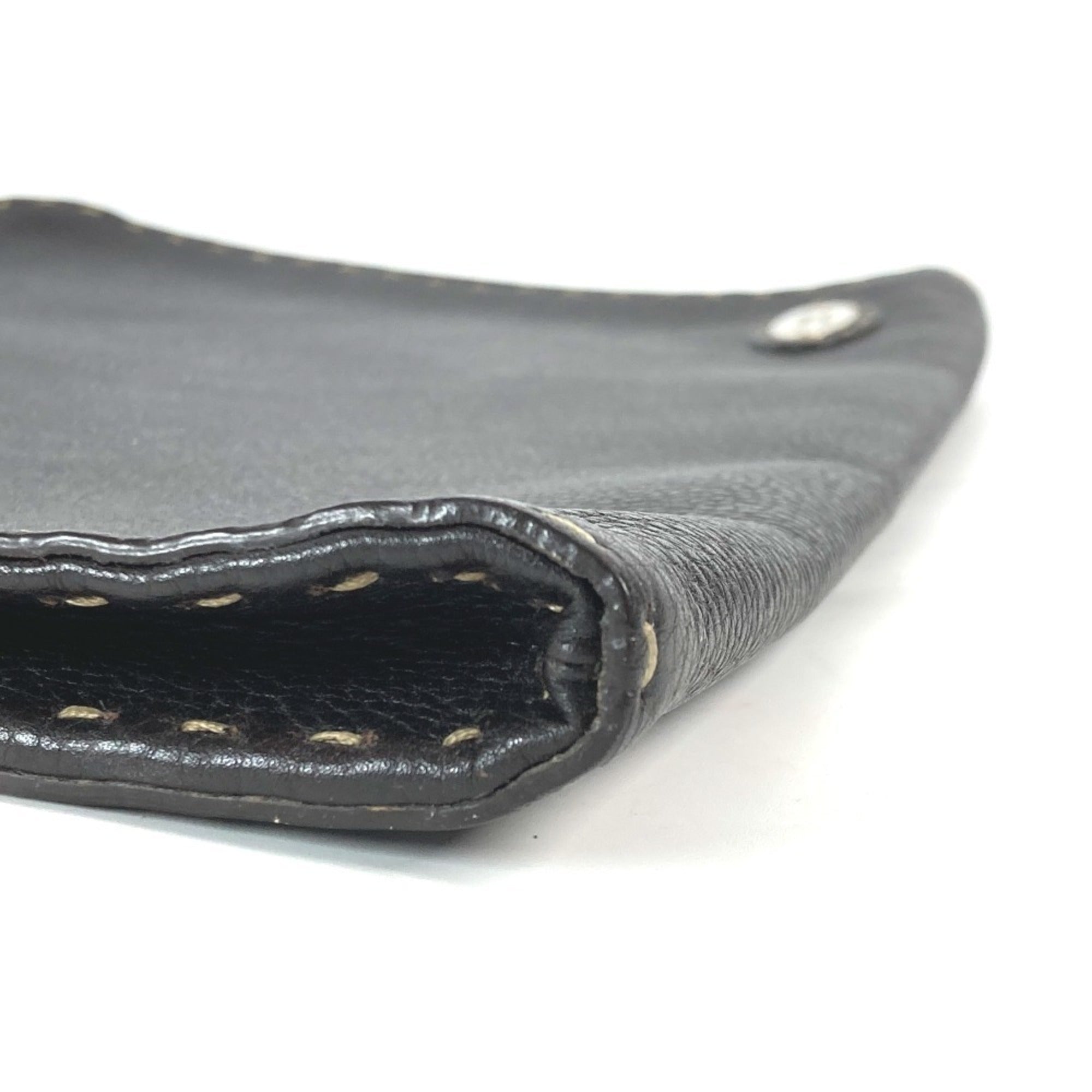 Fendi Dark Brown Leather Clutch Bag Pouch (Pre-Owned)
