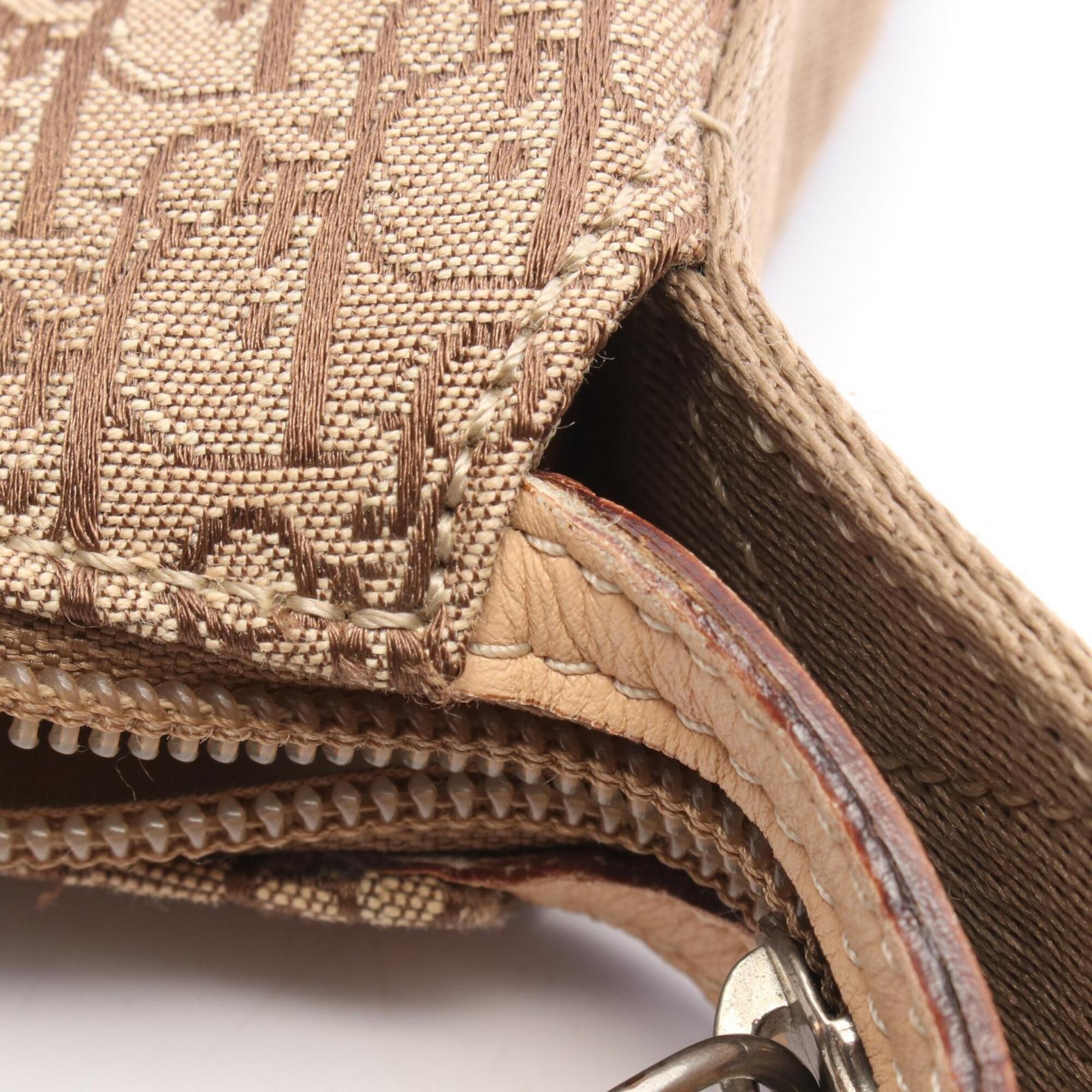 Christian Dior Beige Brown Canvas Leather Handbag Shoulder Bag (Pre-Owned)