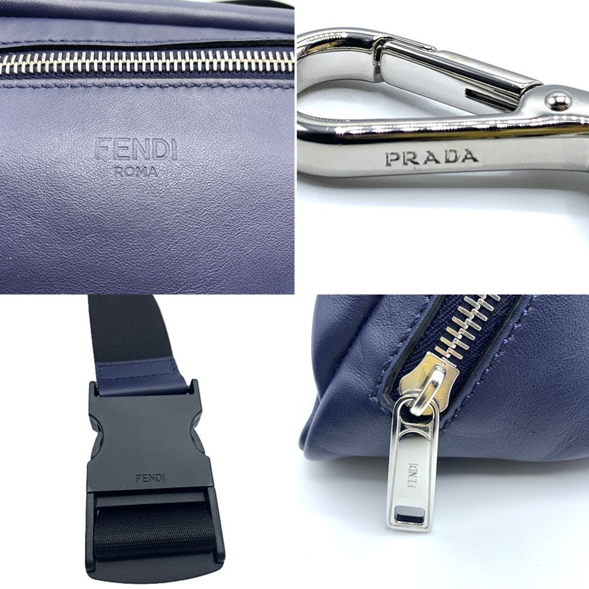 Fendi Navy Leather Fanny Pack (Pre-Owned)