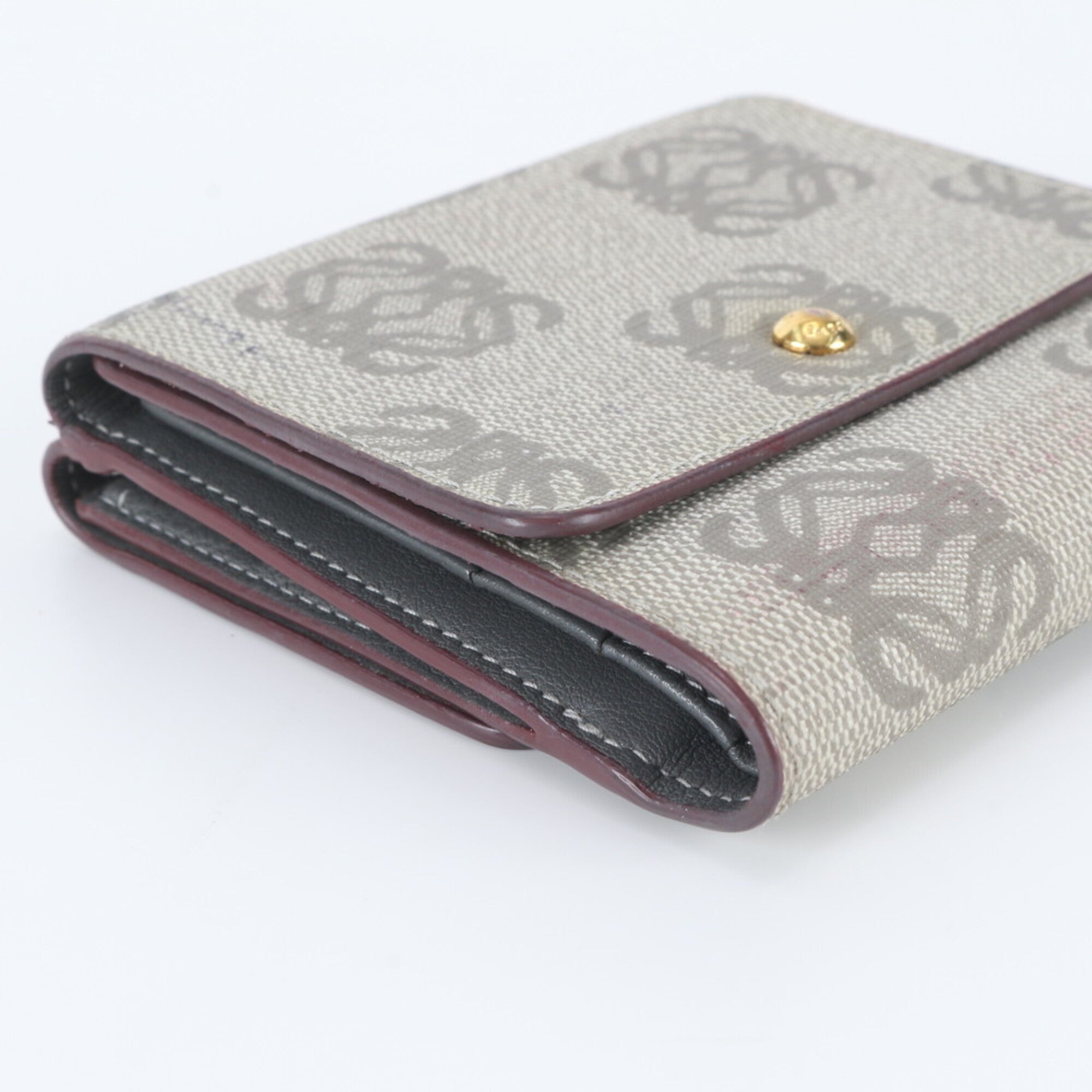 Loewe Beige Leather Coated Canvas Wallet (Tri-Fold) (Pre-Owned)