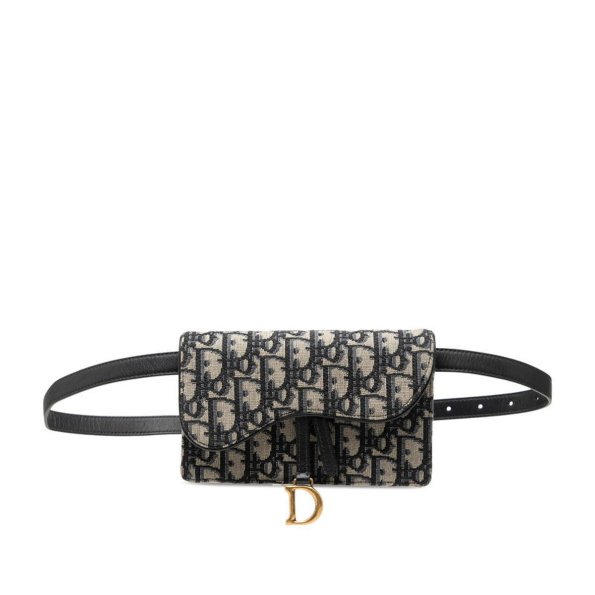 Christian Dior Beige Navy Canvas Leather Sling Bag (Pre-Owned)