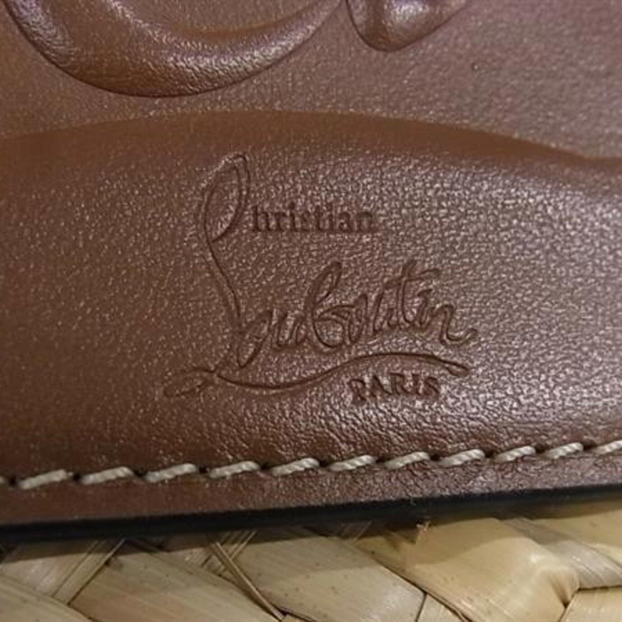 Christian Louboutin Raffia Leather Handbag Tote Bag (Pre-Owned)