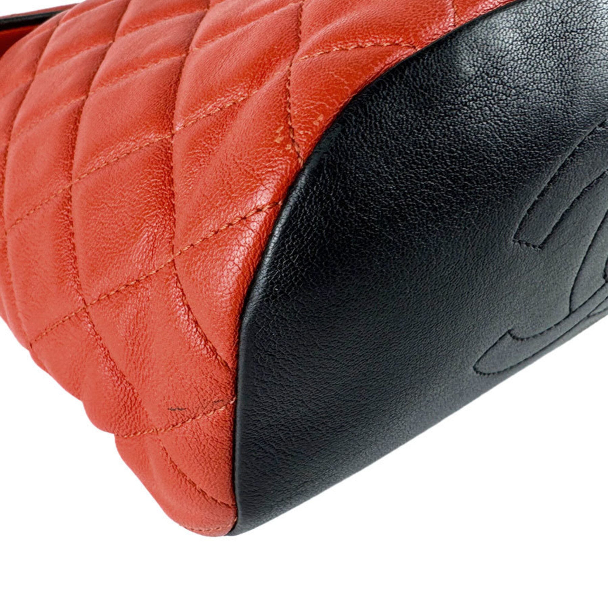 Unspecified Black Navy Orange White Leather Backpack (Pre-Owned)