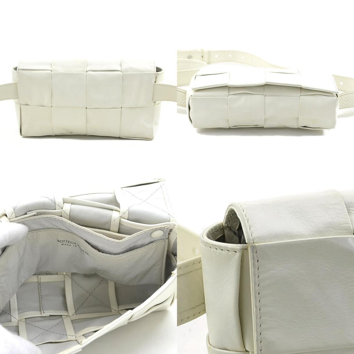 Bottega Veneta White Leather Fanny Pack (Pre-Owned)