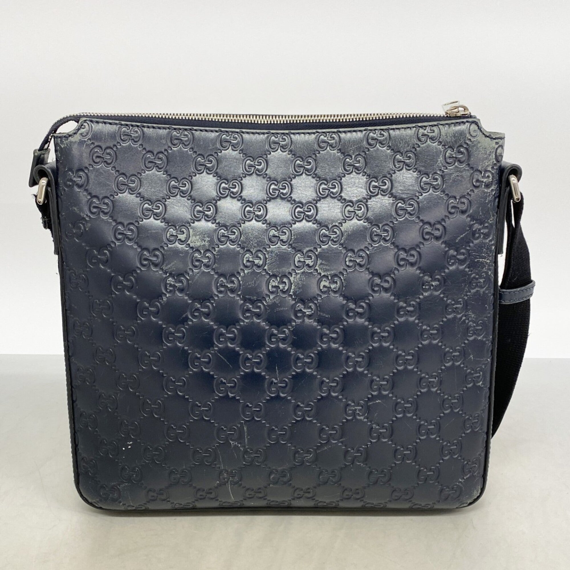 Gucci Navy Leather Shoulder Bag (Pre-Owned)