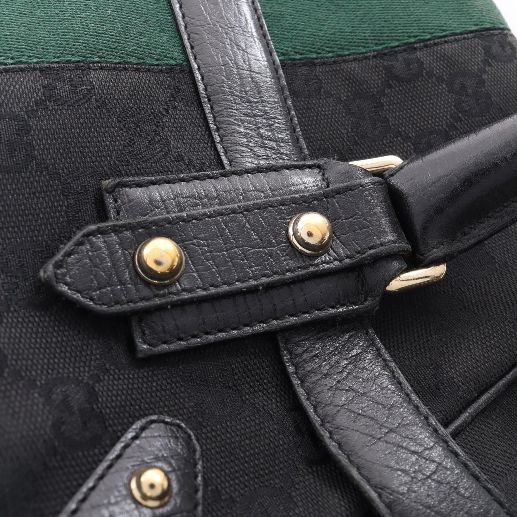 Gucci Black Green Red Color Gg Canvas Leather Handbag (Pre-Owned)