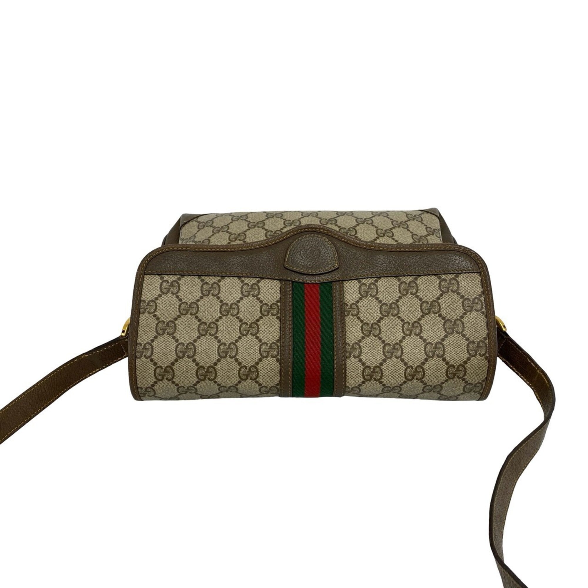 Gucci Brown Green Red Color Leather Pvc Pochette Shoulder Bag (Pre-Owned)