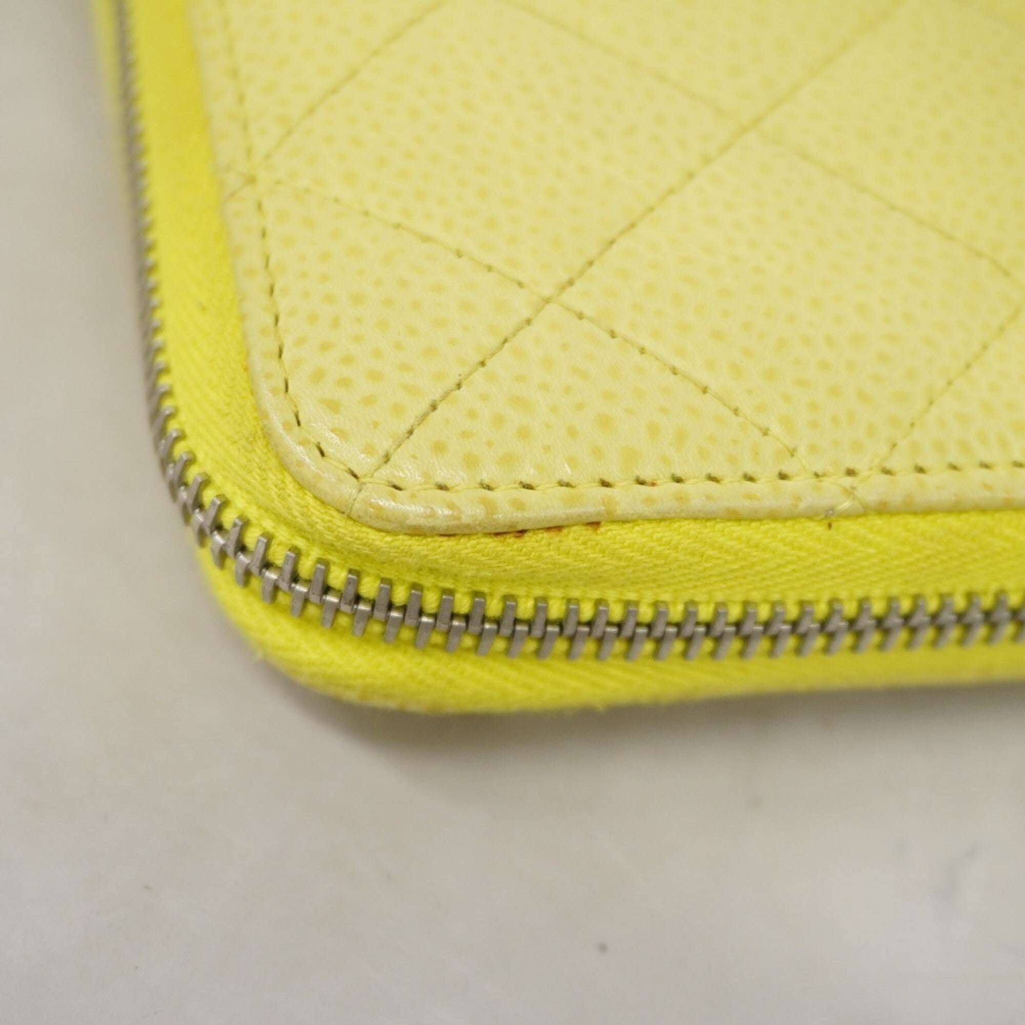 Chanel Yellow Grained Calfskin Long Wallet (Bi-Fold) (Pre-Owned)