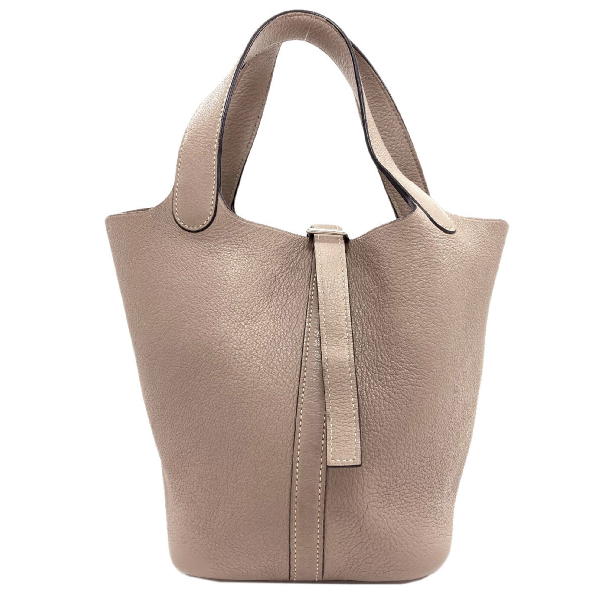 Hermes Gris Tourterelle Chevre Leather Handbag (Pre-Owned)