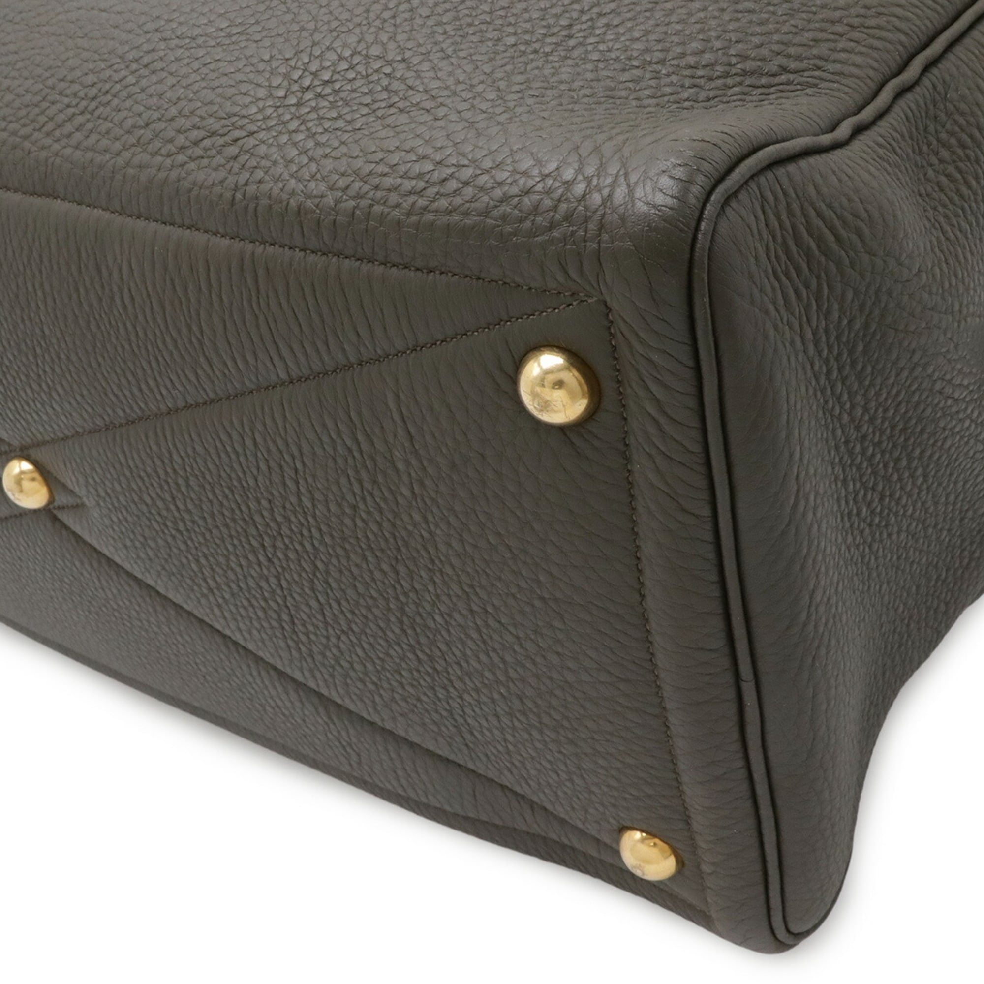 Hermes Olive Taurillon Clemence Leather Boston Bag (Pre-Owned)