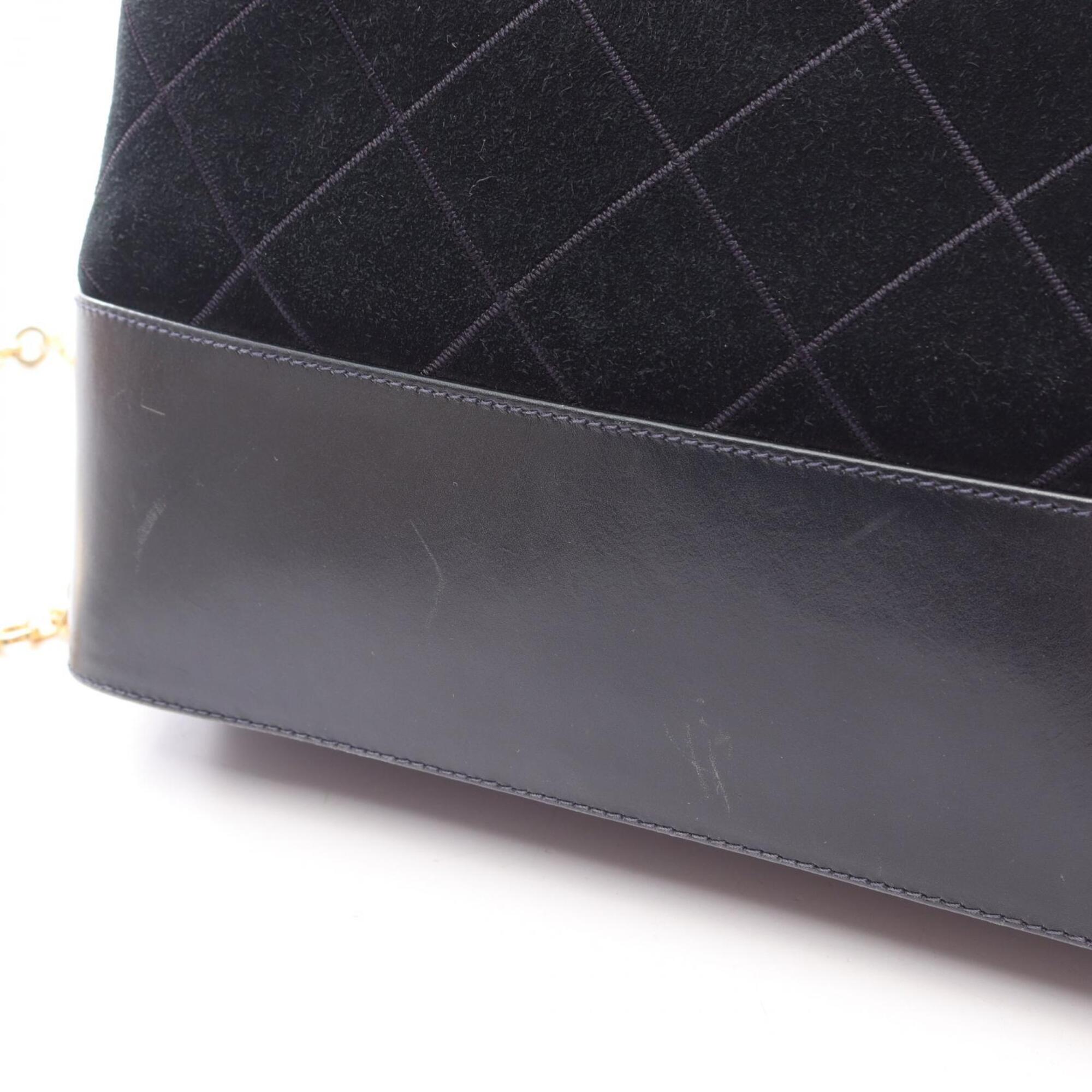 Salvatore Ferragamo Black Leather Suede Handbag Shoulder Bag (Pre-Owned)