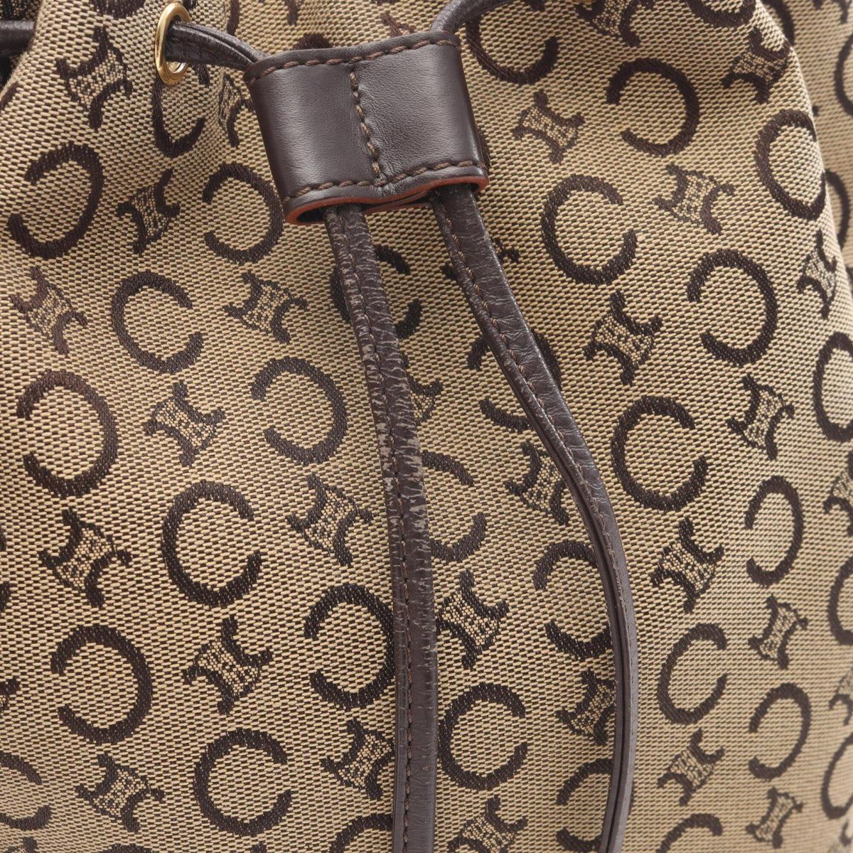 Celine Beige Brown Canvas Leather Handbag Shoulder Bag (Pre-Owned)