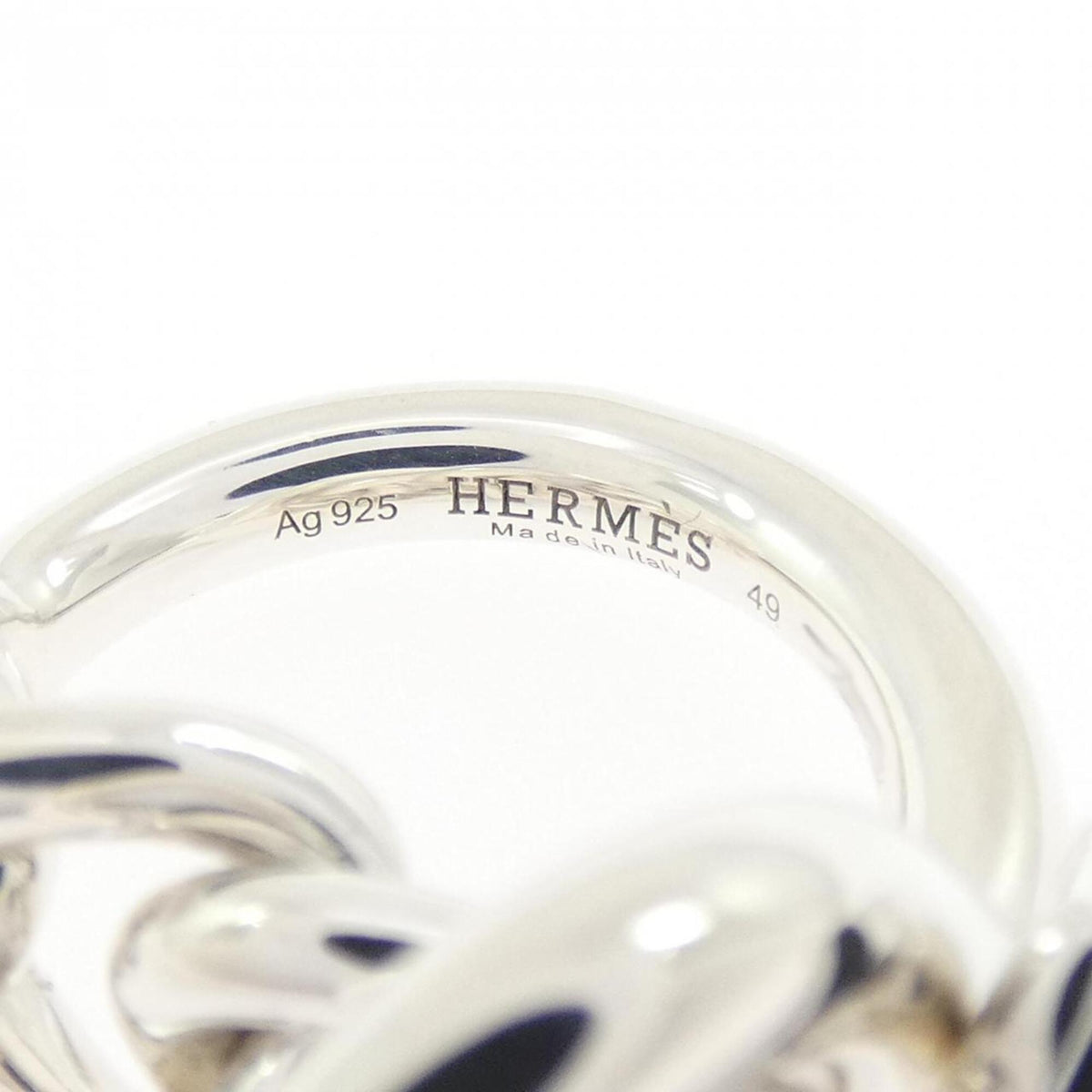 Hermes Silver Silver 925 Band Ring (Pre-Owned)