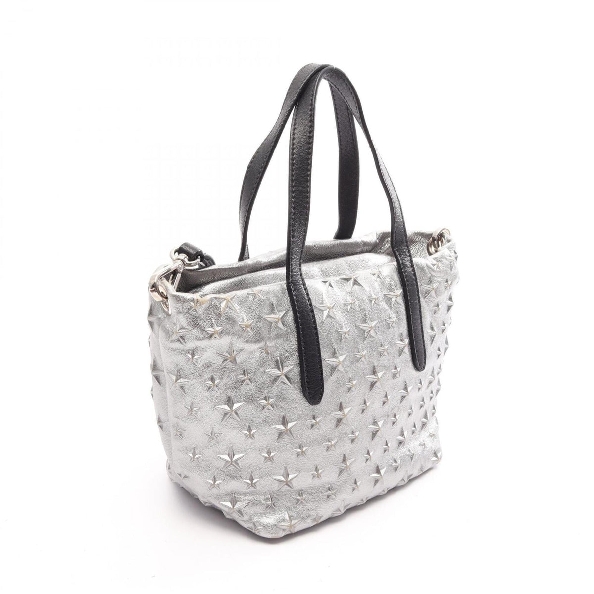 Jimmy Choo Black Silver Leather Handbag (Pre-Owned)