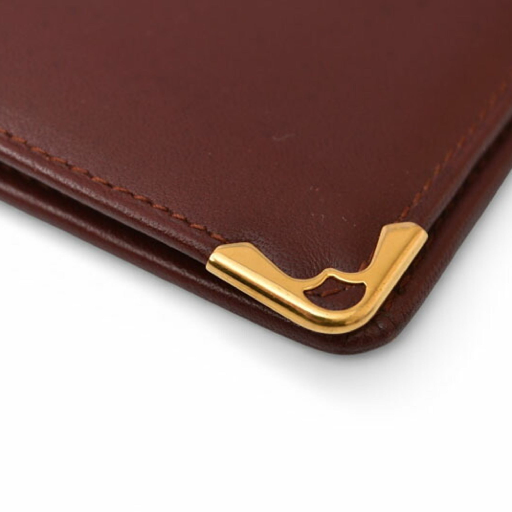 Cartier Must Bordeaux Leather Long Wallet (Bi-Fold) (Pre-Owned)