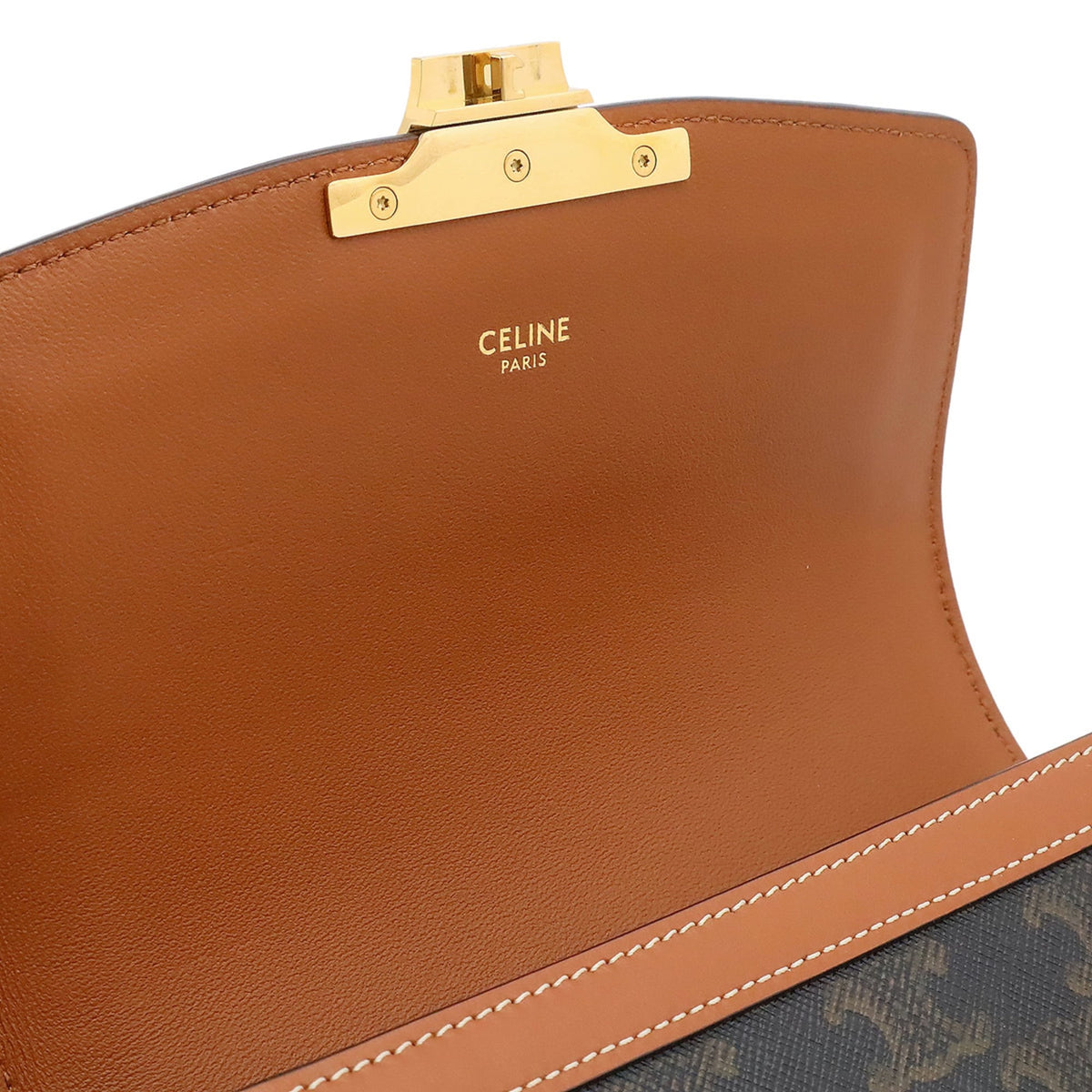 Celine Brown Canvas Leather Pochette Shoulder Bag (Pre-Owned)