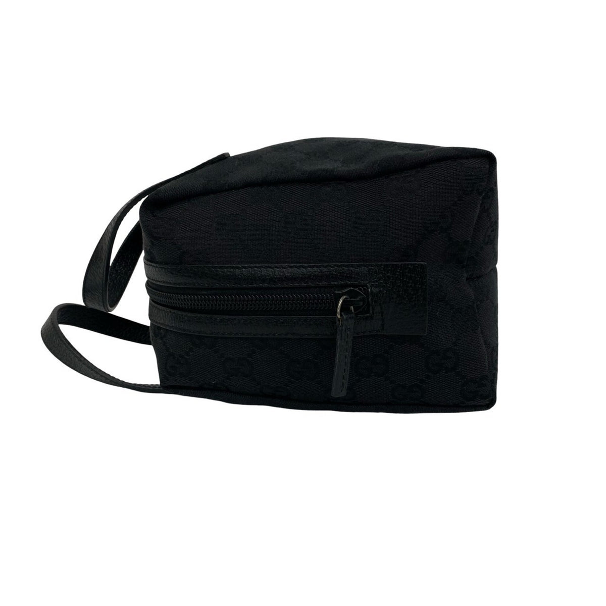 Gucci Black Canvas Leather Boston Bag Handbag Tote Bag (Pre-Owned)