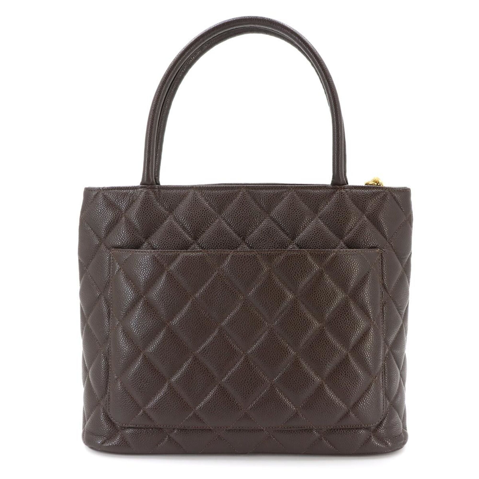 Chanel Dark Brown Grained Calfskin Handbag Tote Bag (Pre-Owned)