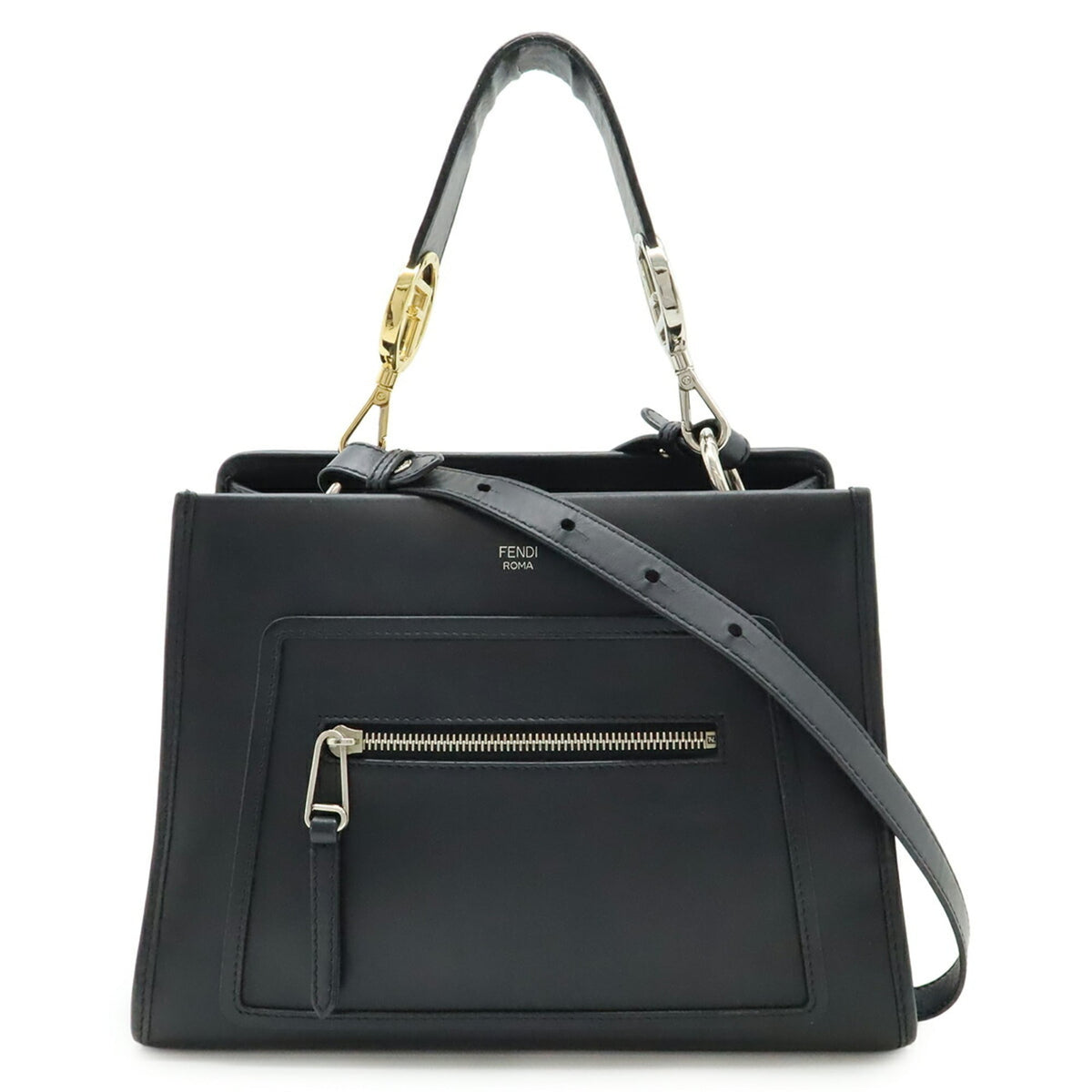 Fendi Black Leather Handbag Shoulder Bag (Pre-Owned)