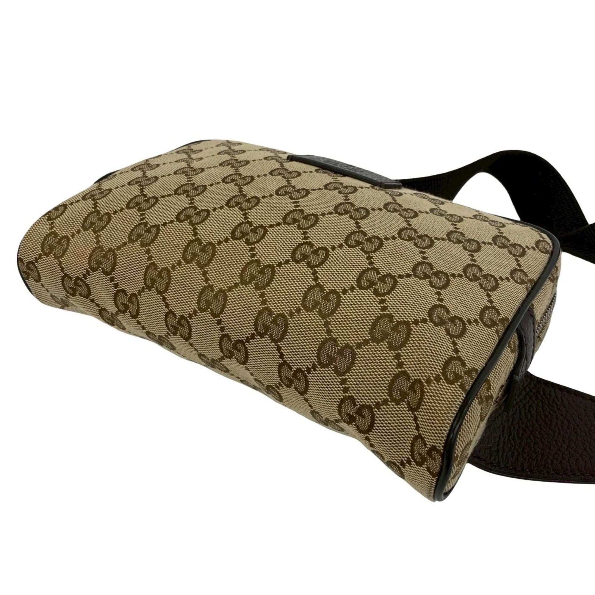 Gucci Brown Canvas Leather Pochette Pouch Sling Bag (Pre-Owned)