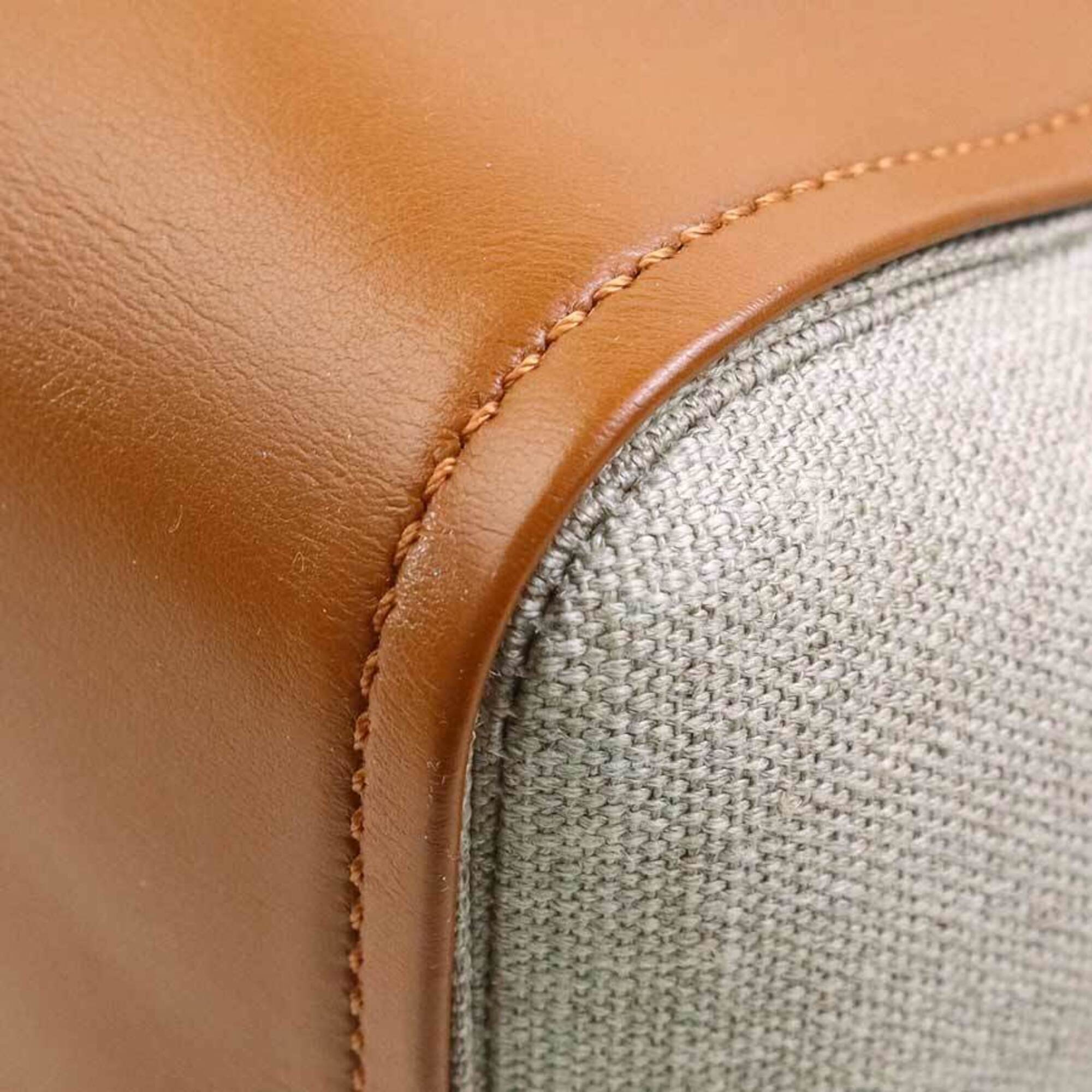 Chloé Beige Brown Leather Canvas Handbag Shoulder Bag (Pre-Owned)