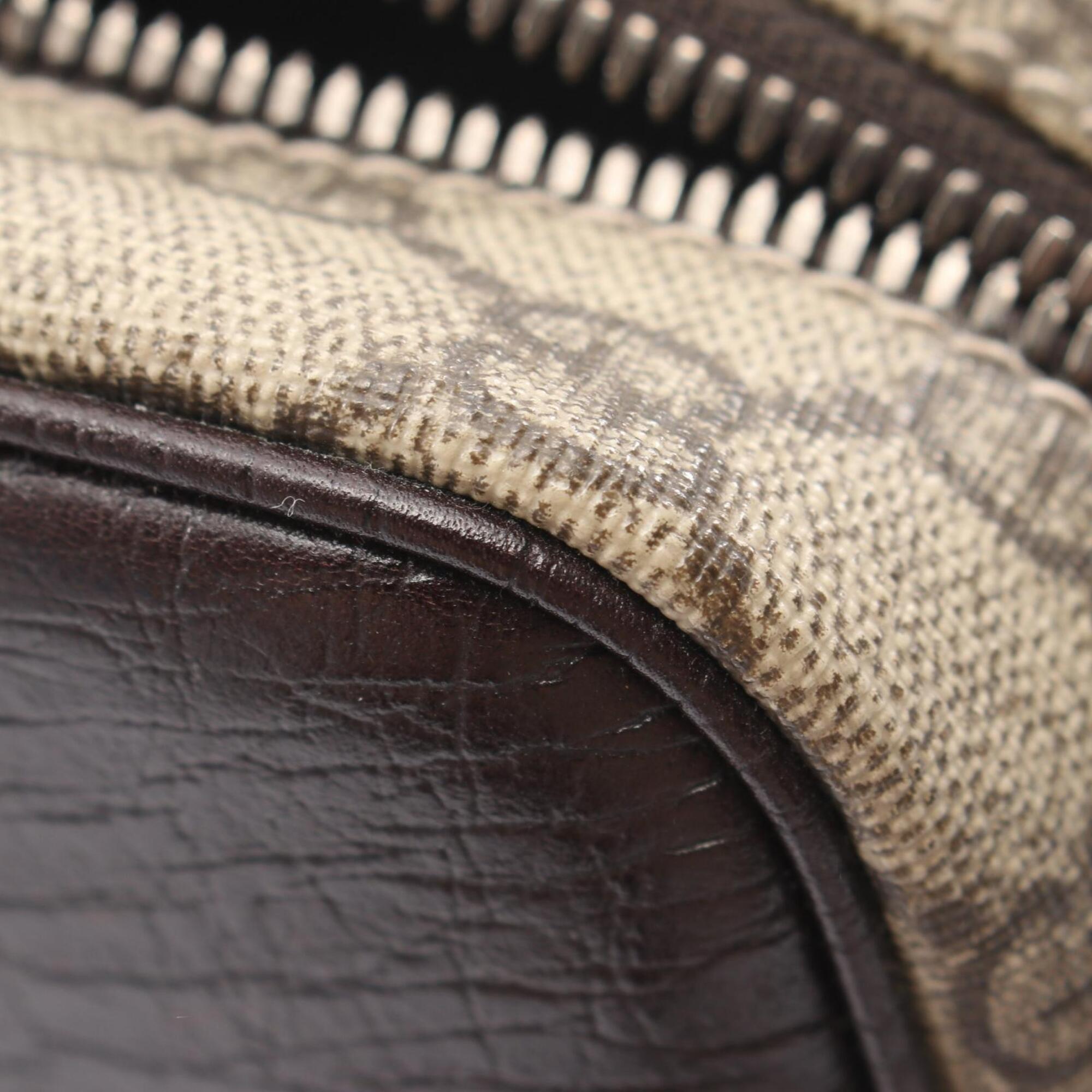 Gucci Beige Brown Gg Plus Leather Shoulder Bag (Pre-Owned)