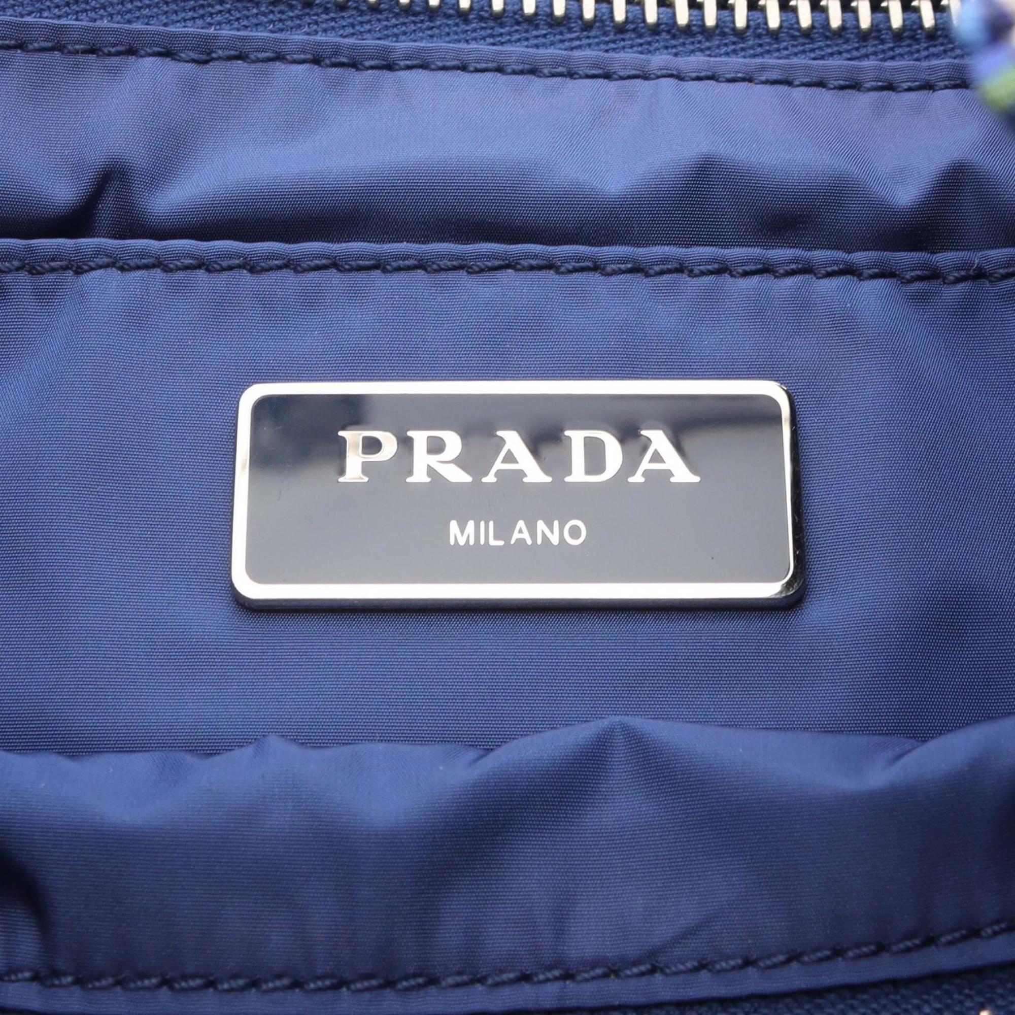 Prada Blue Multi-Color Tessuto Stampato Handbag Tote Bag (Pre-Owned)