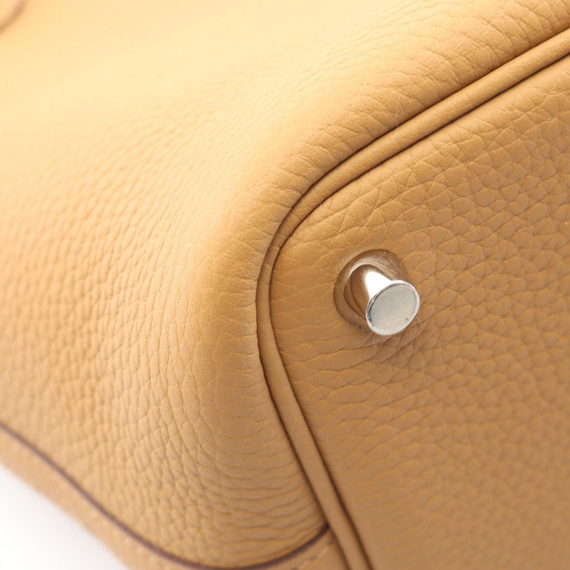Hermes Beige Taurillon Clemence Leather Handbag (Pre-Owned)