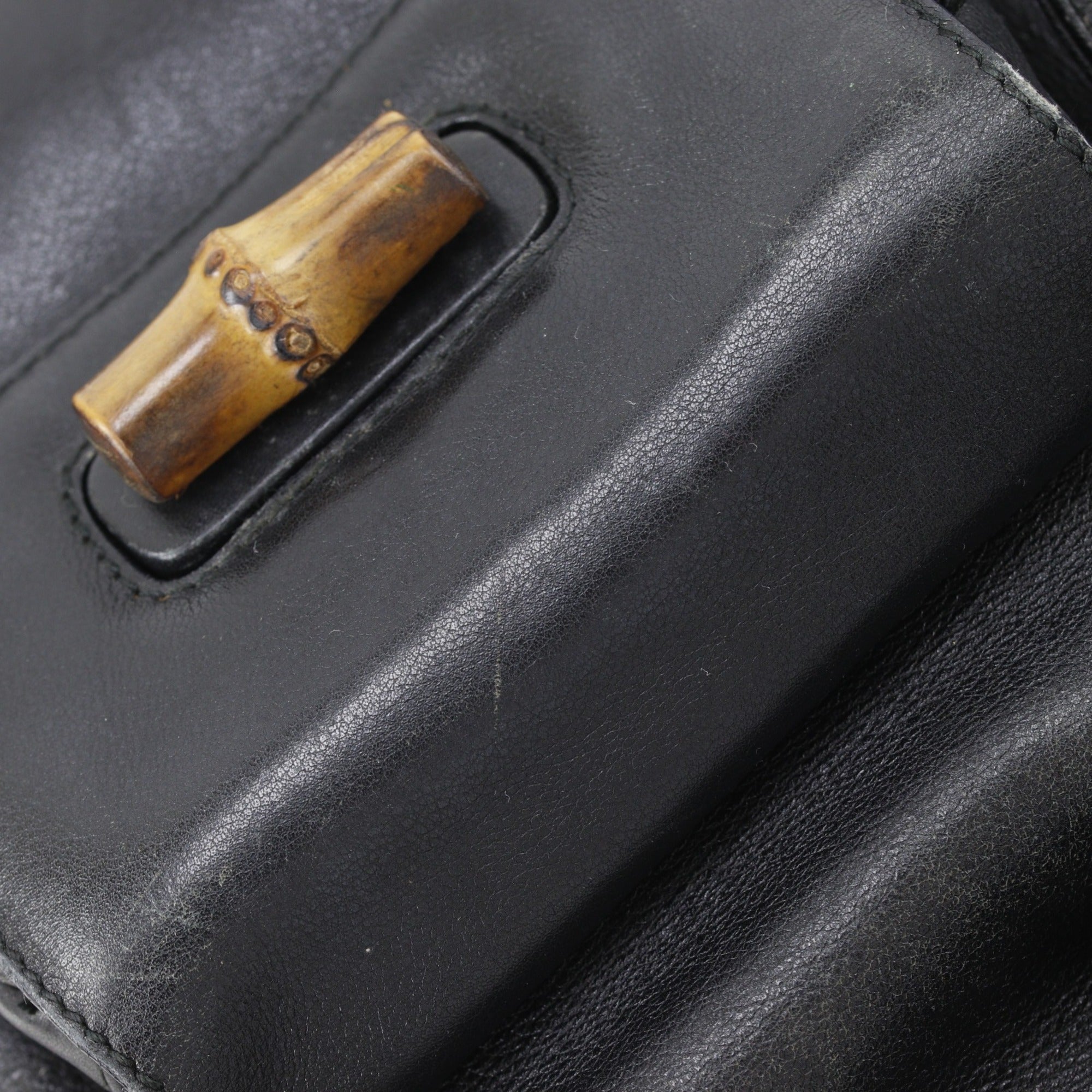Gucci Black Bamboo Leather Backpack (Pre-Owned)