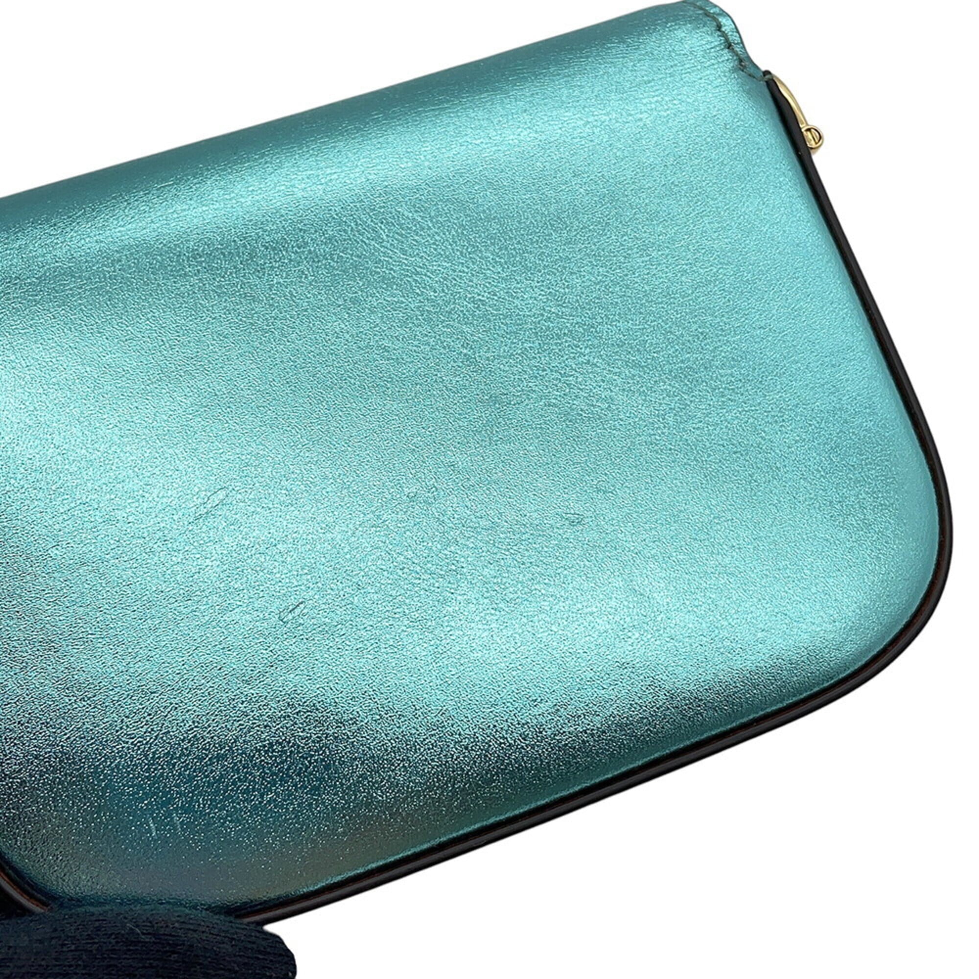 Gucci Light Blue Leather Handbag Shoulder Bag (Pre-Owned)