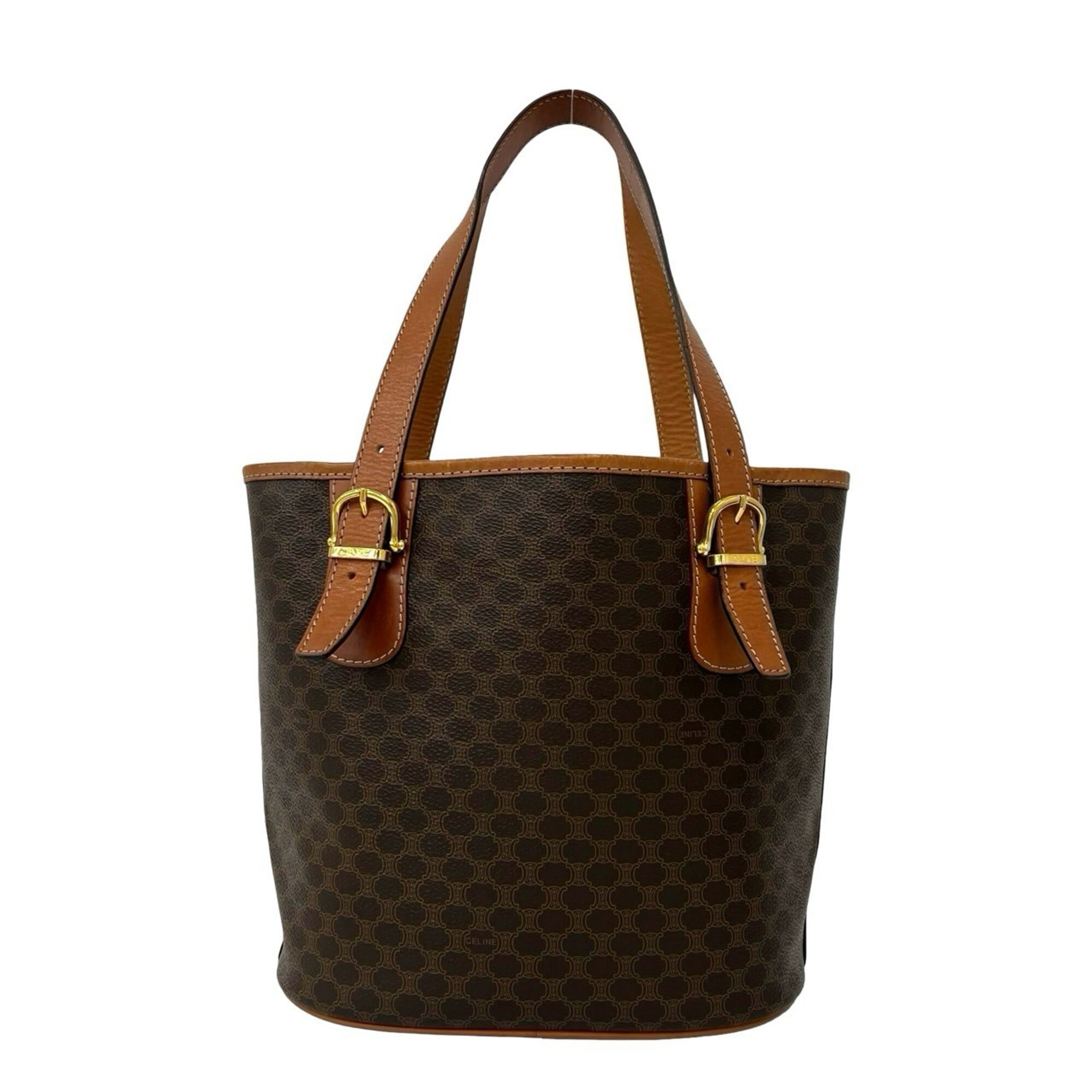 Celine Brown Pvc Leather Handbag Shoulder Bag Tote Bag (Pre-Owned)