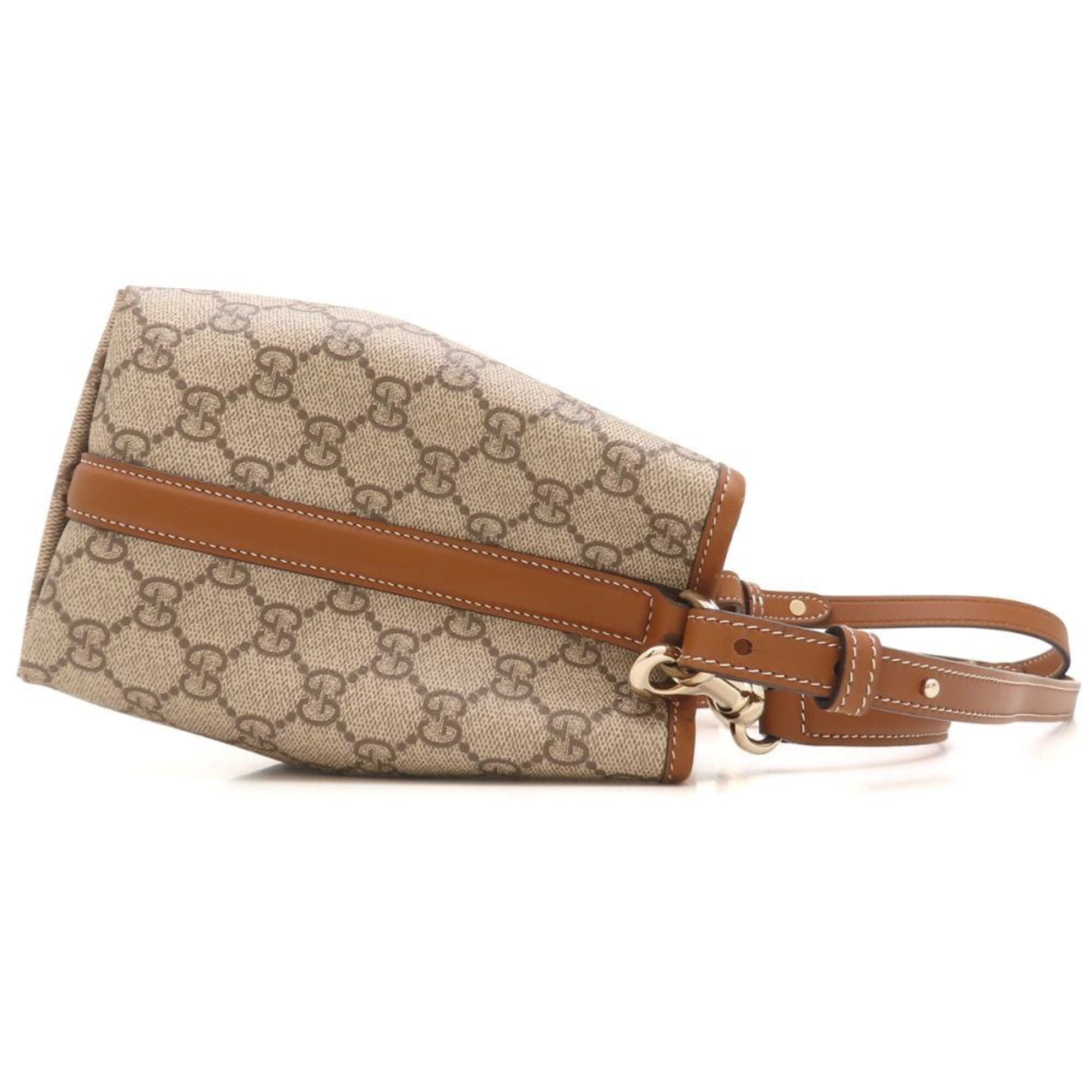 Gucci Beige Dark Brown Gg Supreme Handbag (Pre-Owned)
