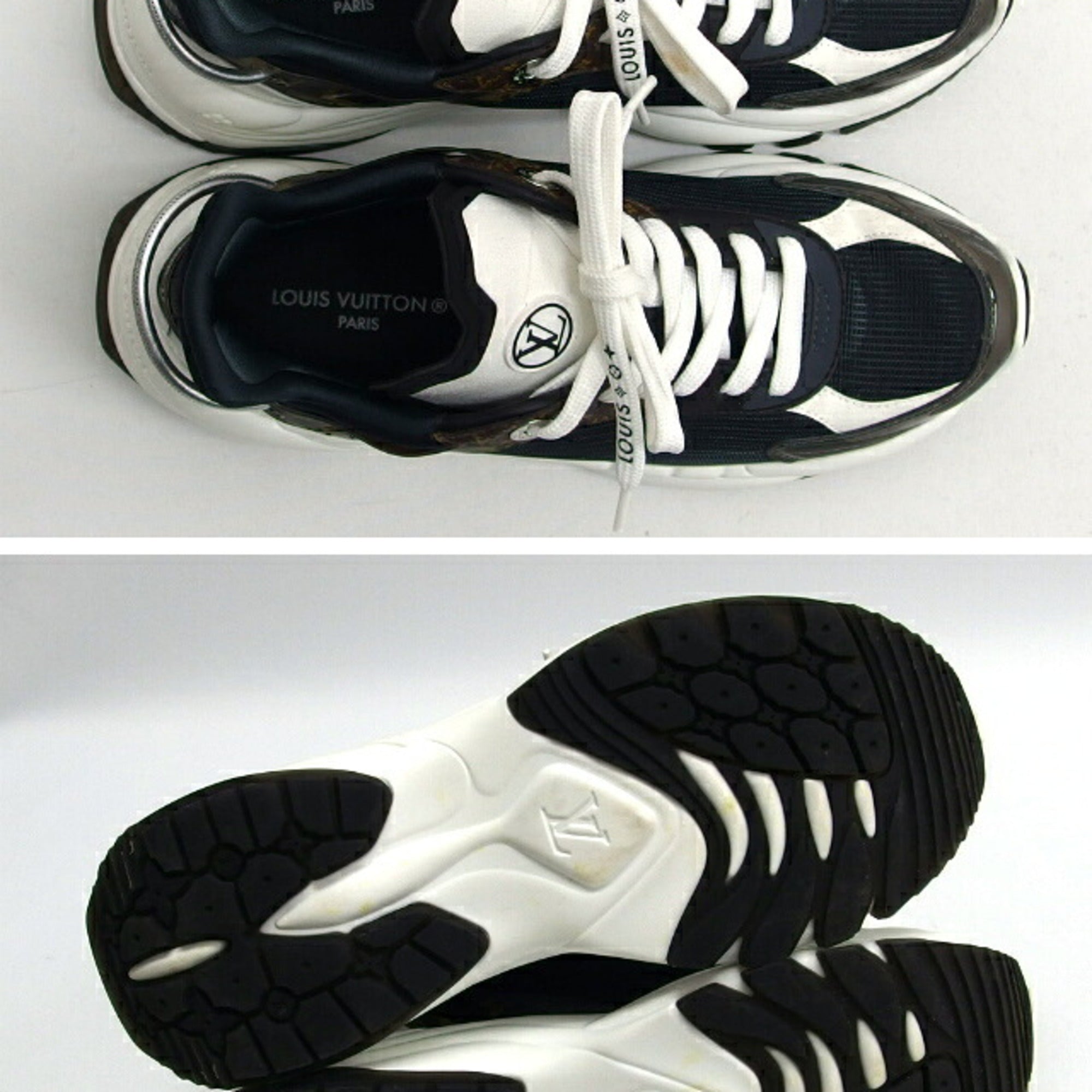 Louis Vuitton Black Dark Brown White Sneakers (Pre-Owned)