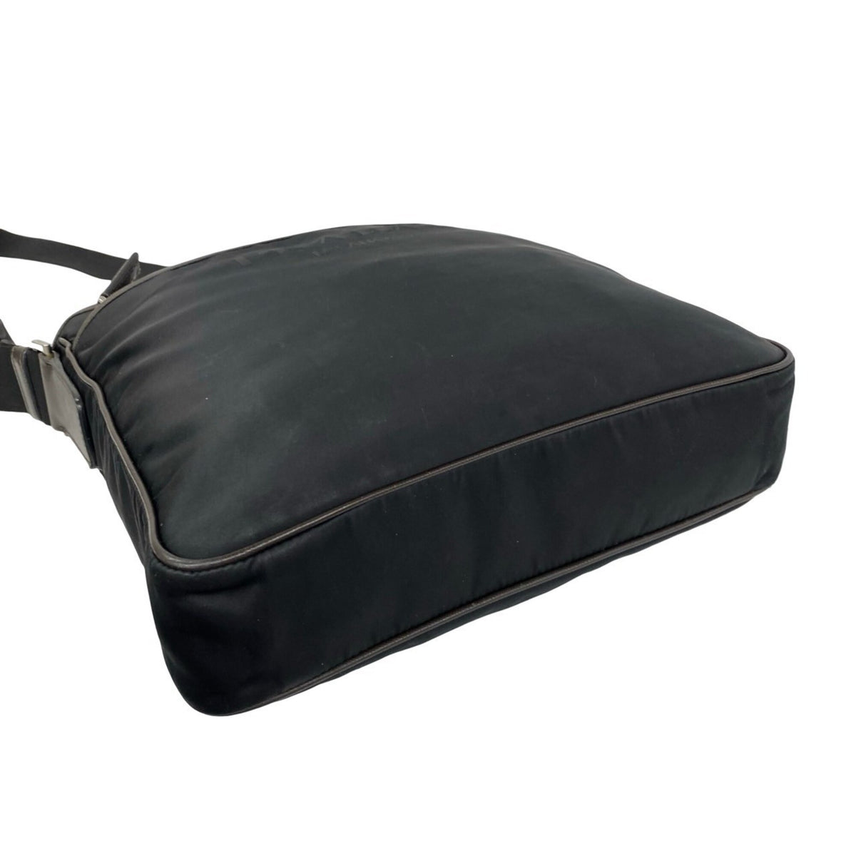 Prada Black Brown Nylon Leather Shoulder Bag (Pre-Owned)